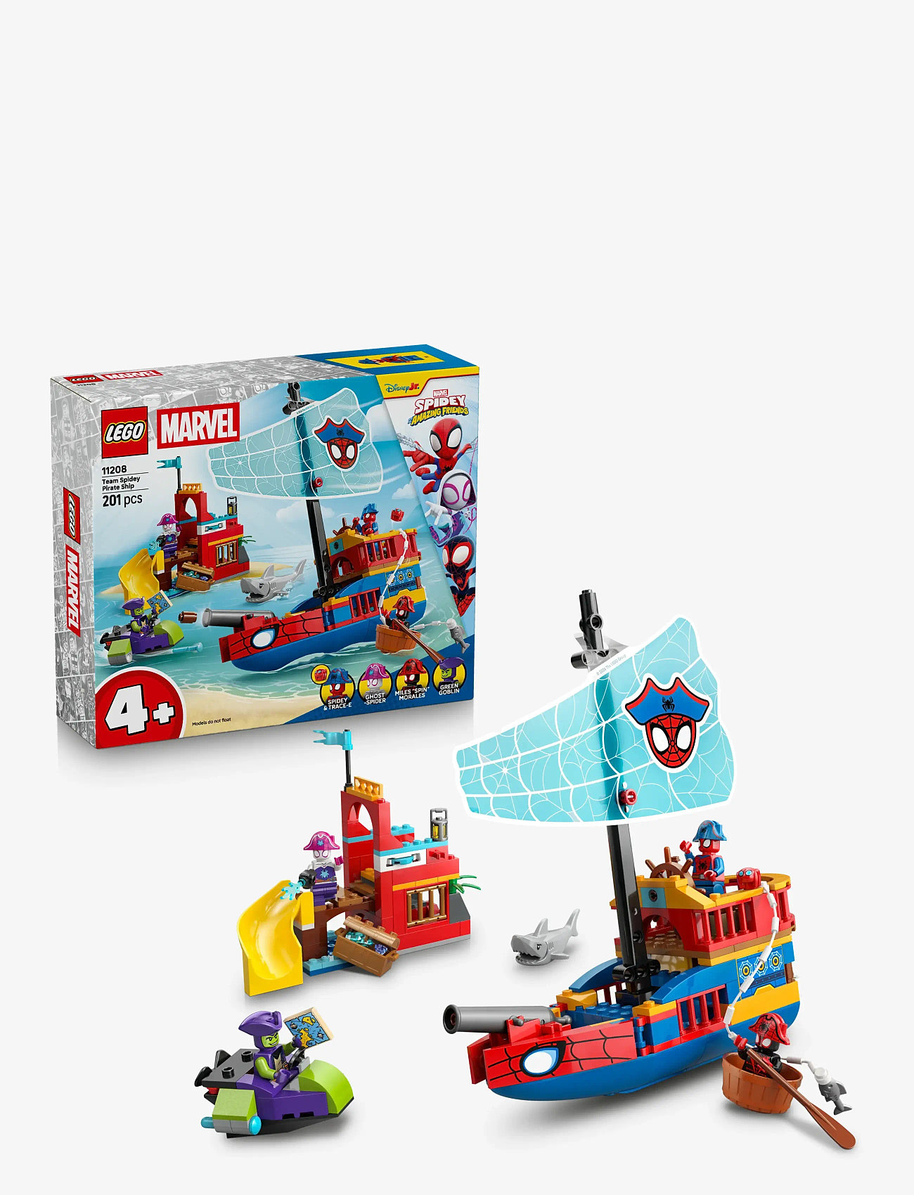 LEGO - Marvel Spidey And His Amazing Friends Team Spidey Pirate Ship 11208 - lego super heroes - multi - 0