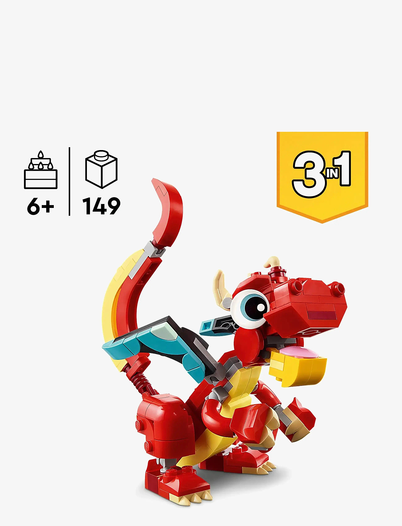 LEGO - Creator Red Dragon 3in1 Animal Toy Set 31145 - lego® creator - multi - 1
