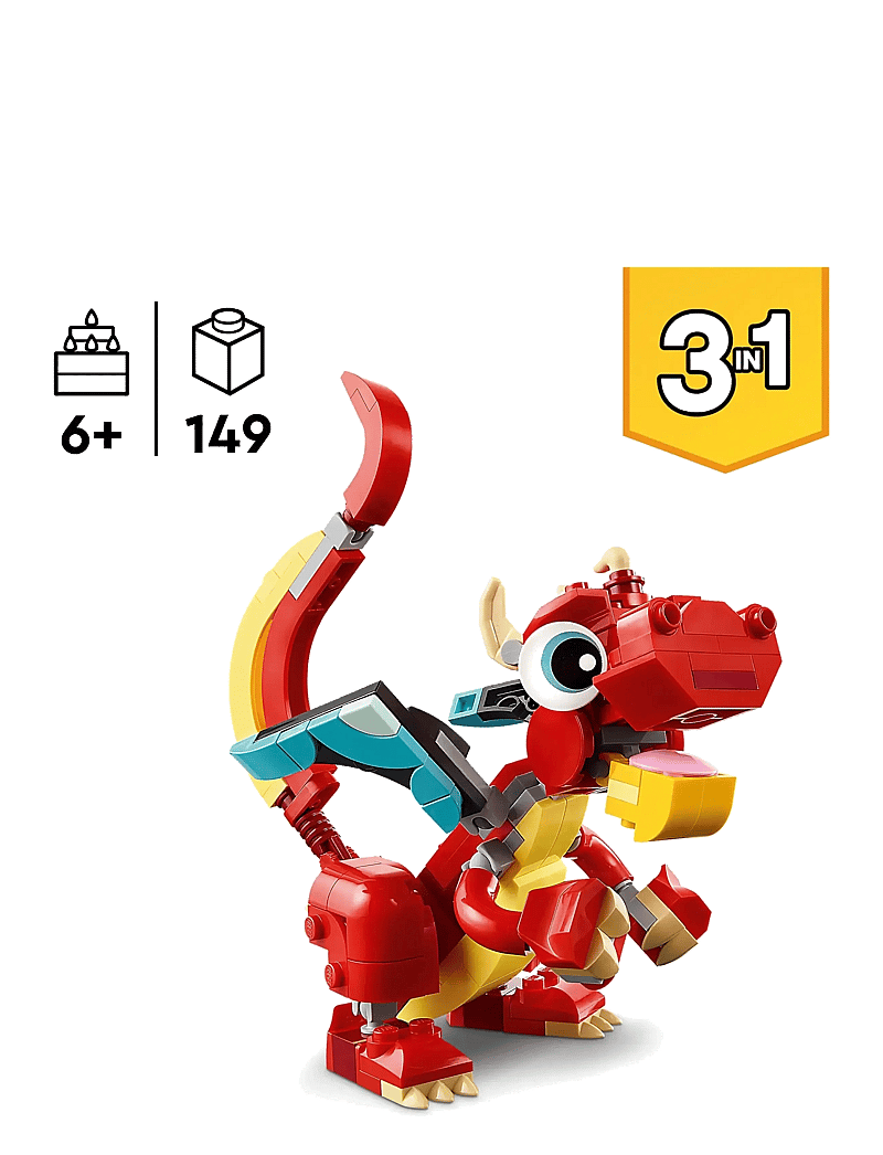 LEGO - Creator Red Dragon 3in1 Animal Toy Set 31145 - lego® creator - multi - 1