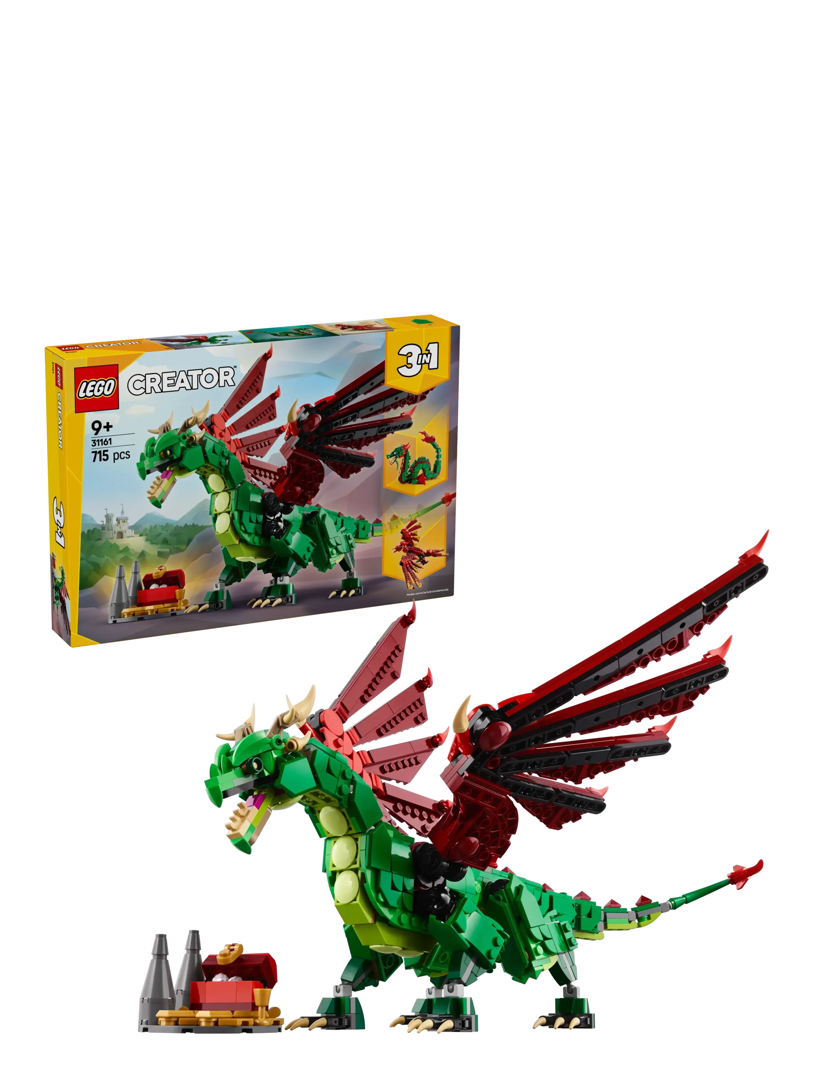 Creator 3in1 Medieval Dragon Creature Toy Playset 31161 - MULTI