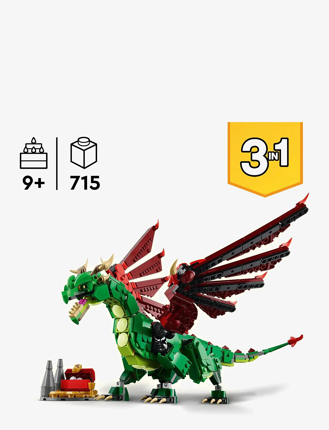 LEGO - Creator 3in1 Medieval Dragon Creature Toy Playset 31161 - multi - 1