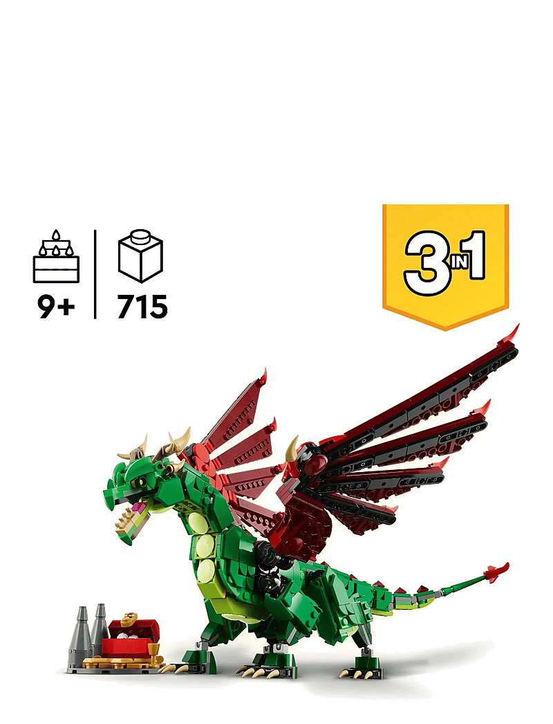 LEGO - Creator 3in1 Medieval Dragon Creature Toy Playset 31161 - multi - 1