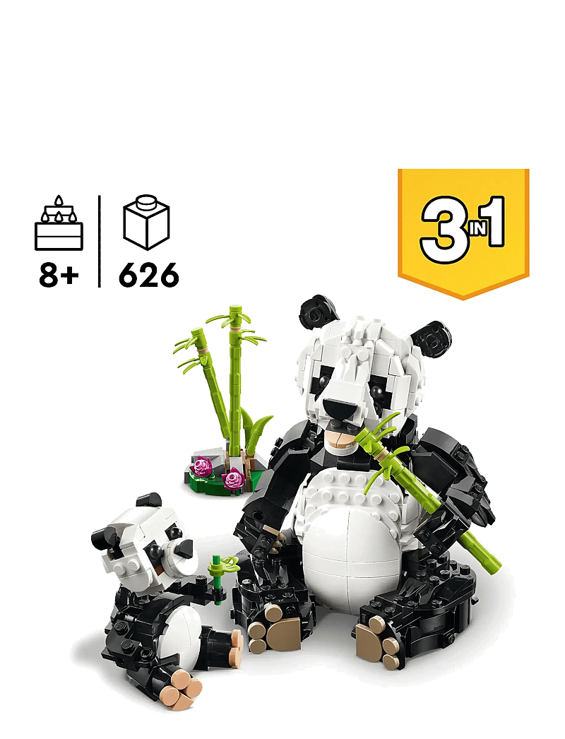 LEGO - Creator 3in1 Wild Animals: Panda Family Toy Playset 31165 - lego creator - multi - 1