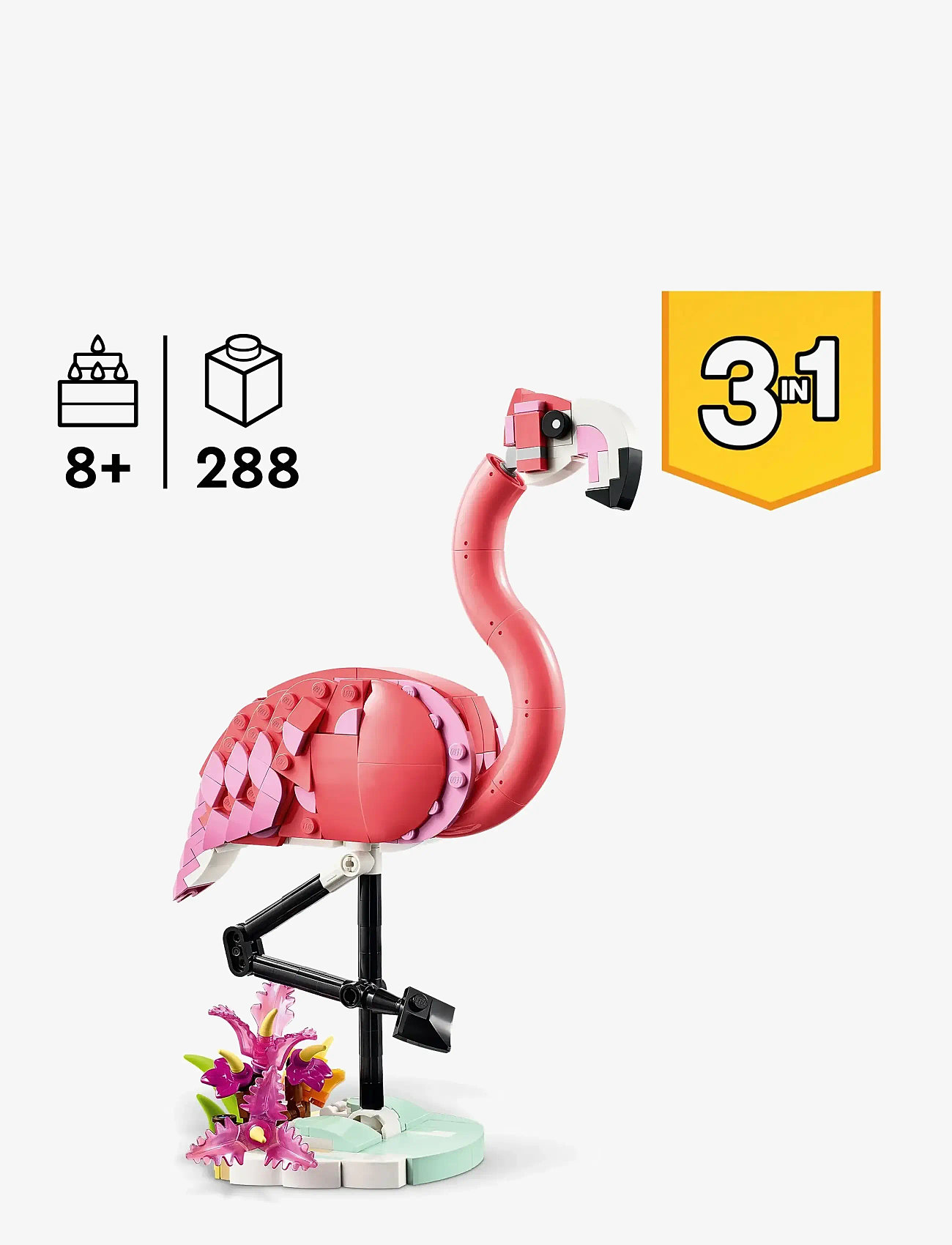 LEGO - Creator 3in1 Wild Animals: Pink Flamingo Animal Toy Playset 31170 - lego creator - multi - 1