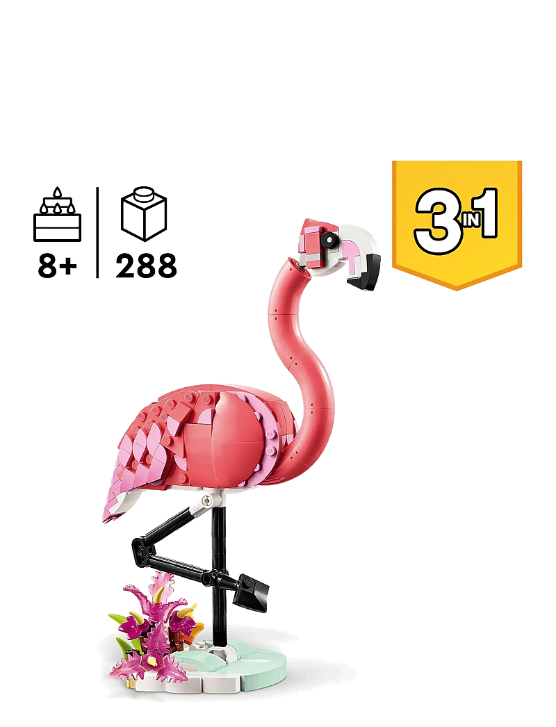 LEGO - Creator 3in1 Wild Animals: Pink Flamingo Animal Toy Playset 31170 - lego creator - multi - 1