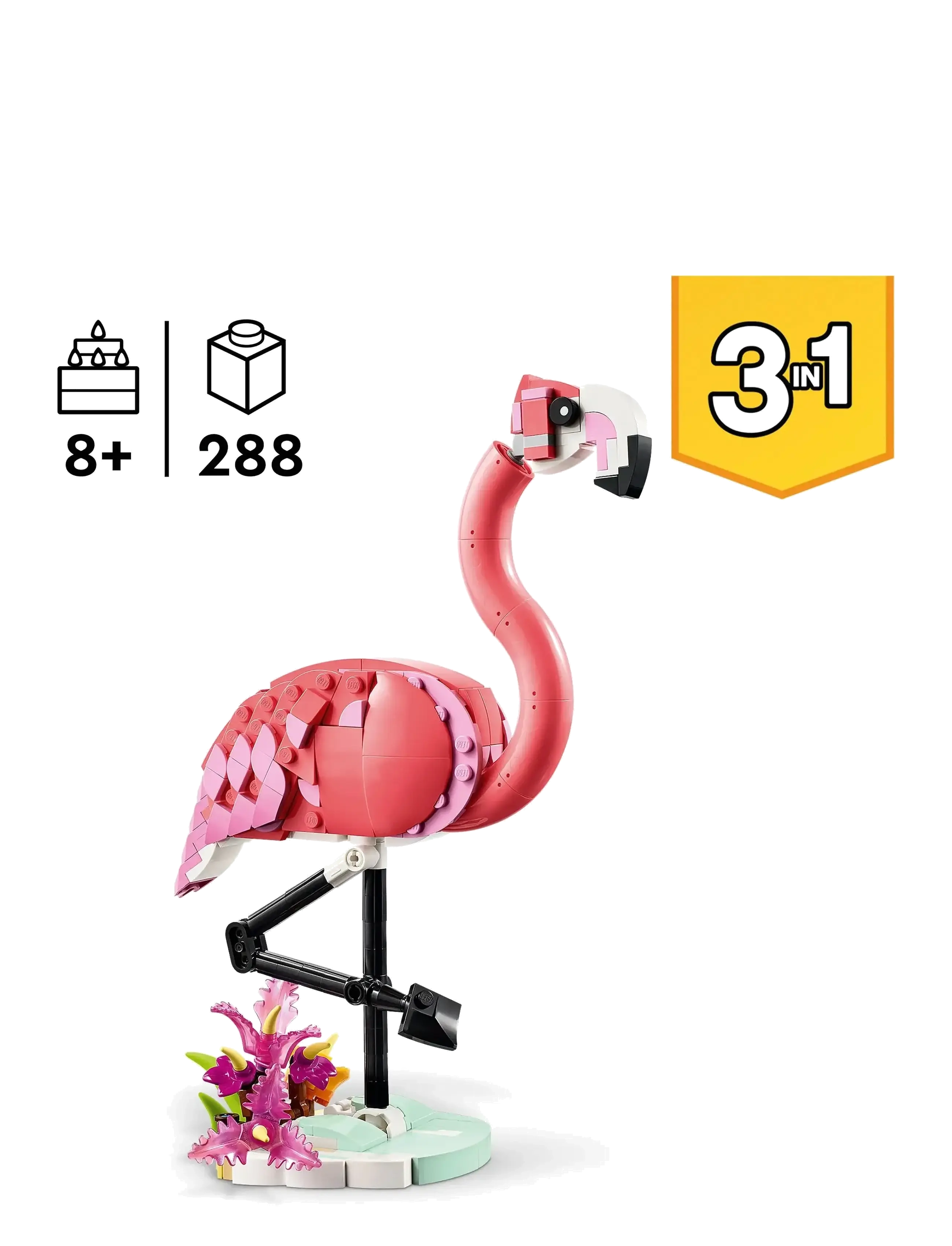 LEGO - Creator 3in1 Wild Animals: Pink Flamingo Animal Toy Playset 31170 - lego creator - multi - 1