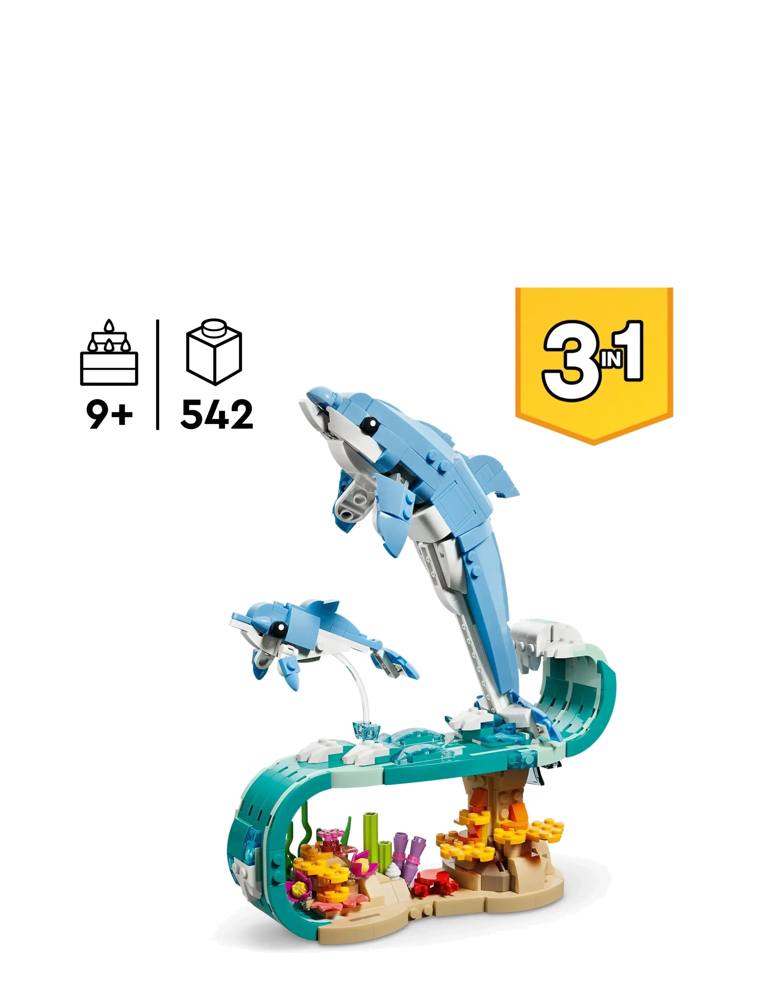 LEGO - Creator 3 in 1 Sea Animals: Beautiful Dolphins 31385 - lego creator - multi - 1