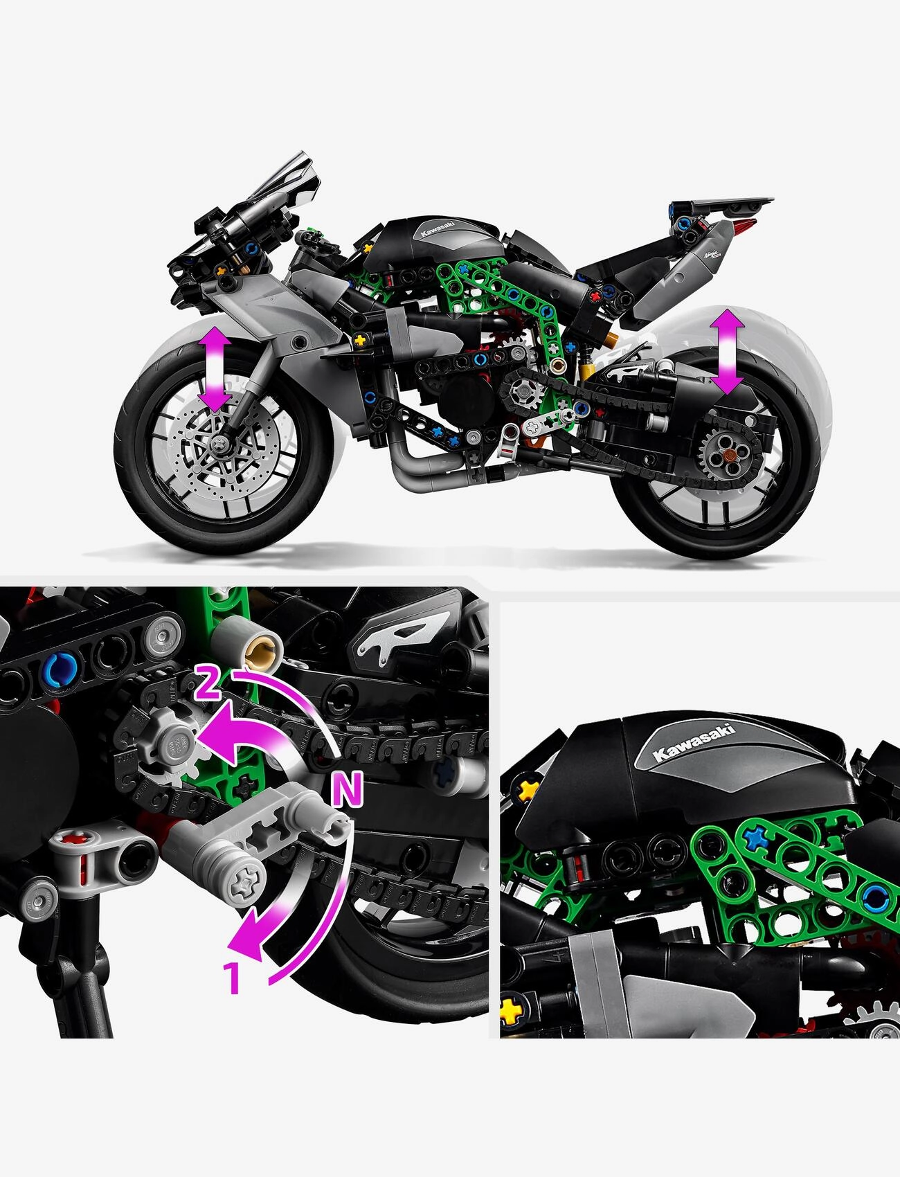 LEGO - Kawasaki Ninja H2R-motorcykel 42170 - lego technic - multi - 4