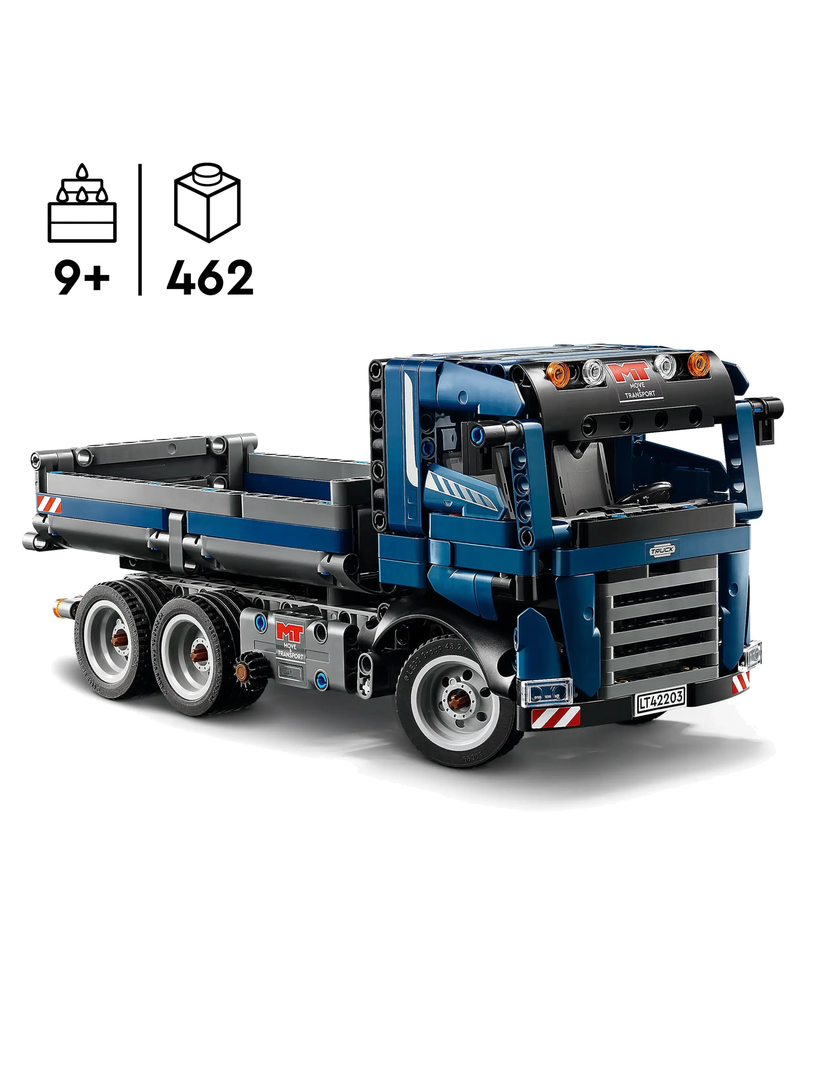 LEGO - Technic Tipping Dump Truck Toy, Blue Construction Vehicle Set 42203 - lego® technic - multi - 1
