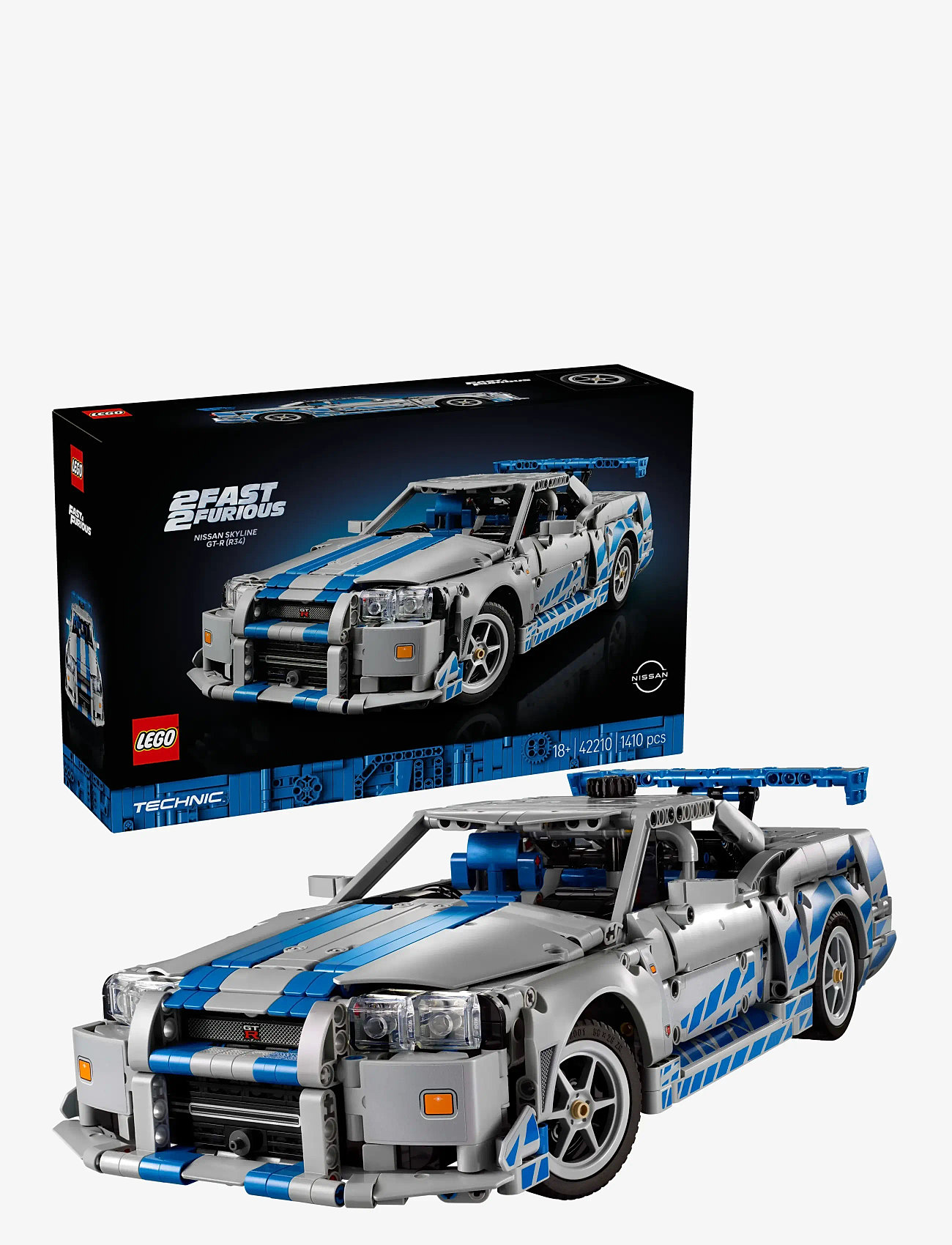 LEGO - Technic 2 Fast 2 Furious Nissan Skyline GT-R (R34) Car Model Kit 42210 - lego adults welcome - multi - 0