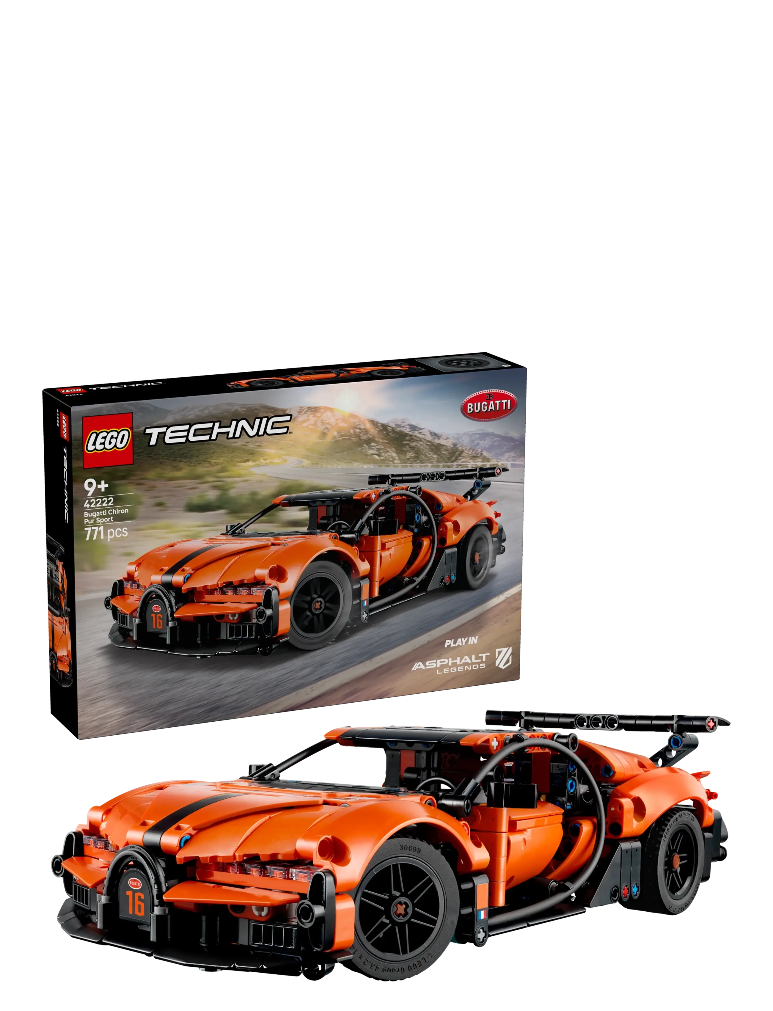 LEGO Bugatti Chiron Pur Sport-Hyperbil 42222, One Size, Orange, Lego Legetøj > Lego Technic, Børn