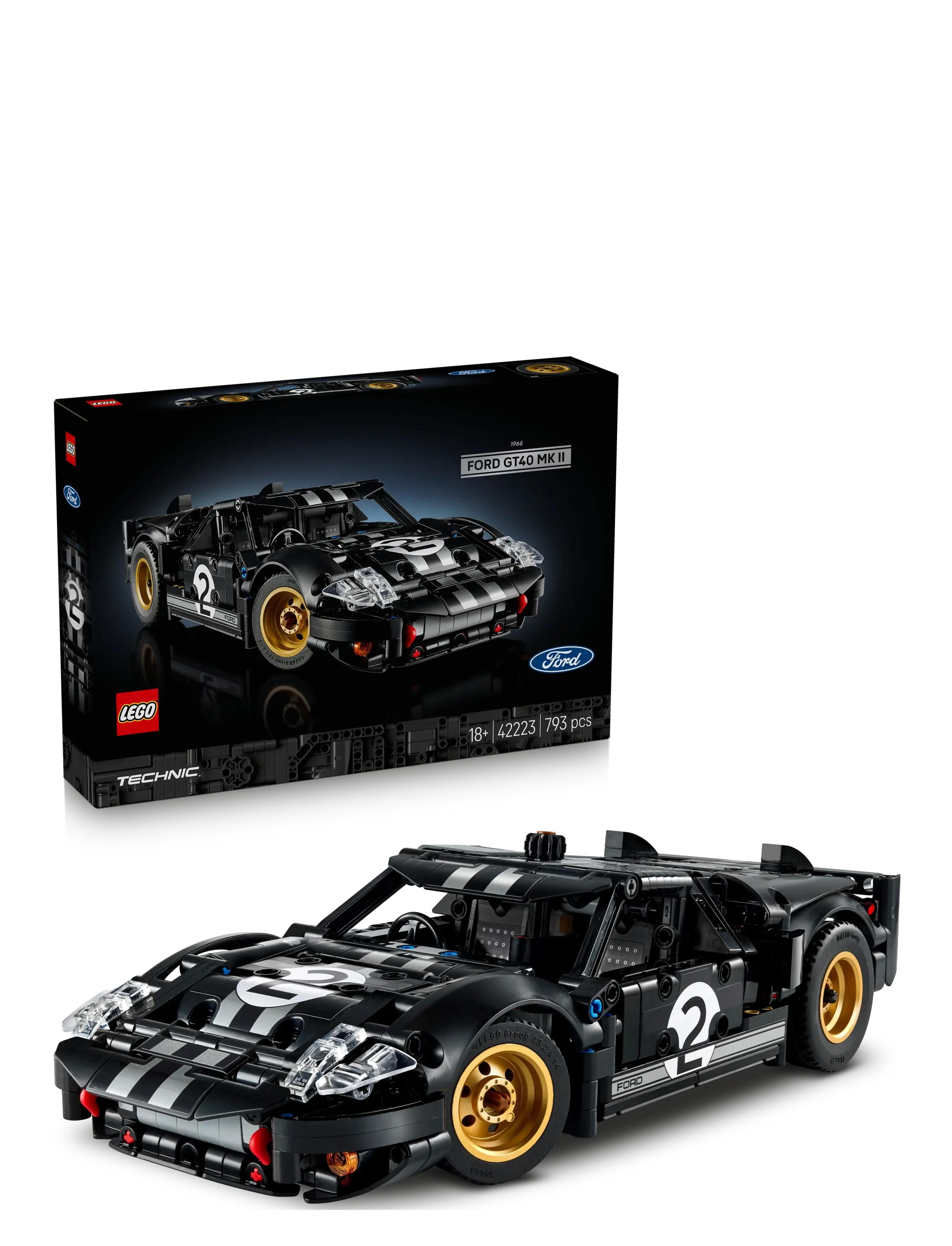 LEGO 1966 Ford Gt40 Mkii-Racerbil 42223, One Size, Lego Spielzeug, Schwarz - Technic, Homeware
