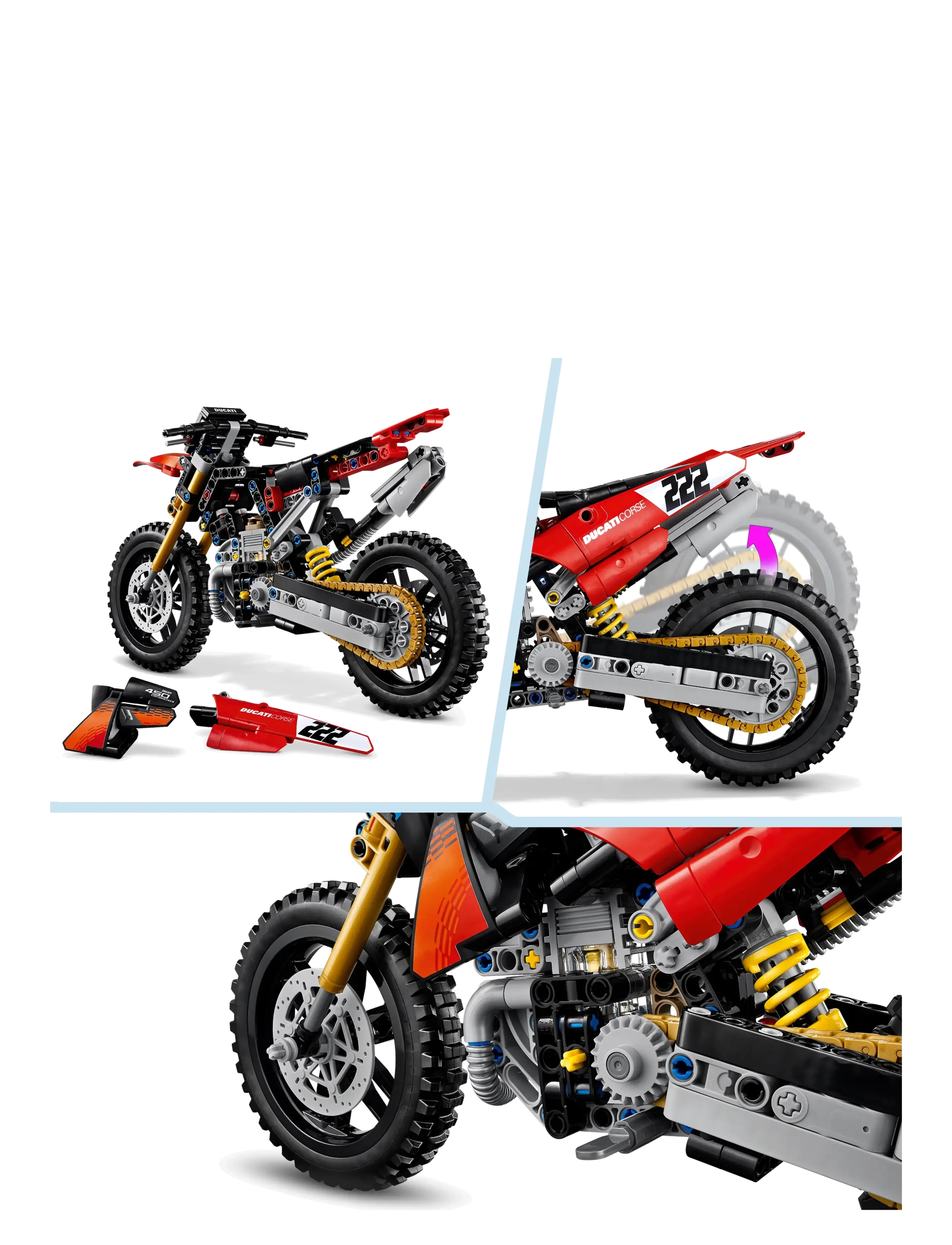 LEGO - Technic Ducati Desmo450 MX Factory Motorcycle 42238 - lego technic - multi - 4