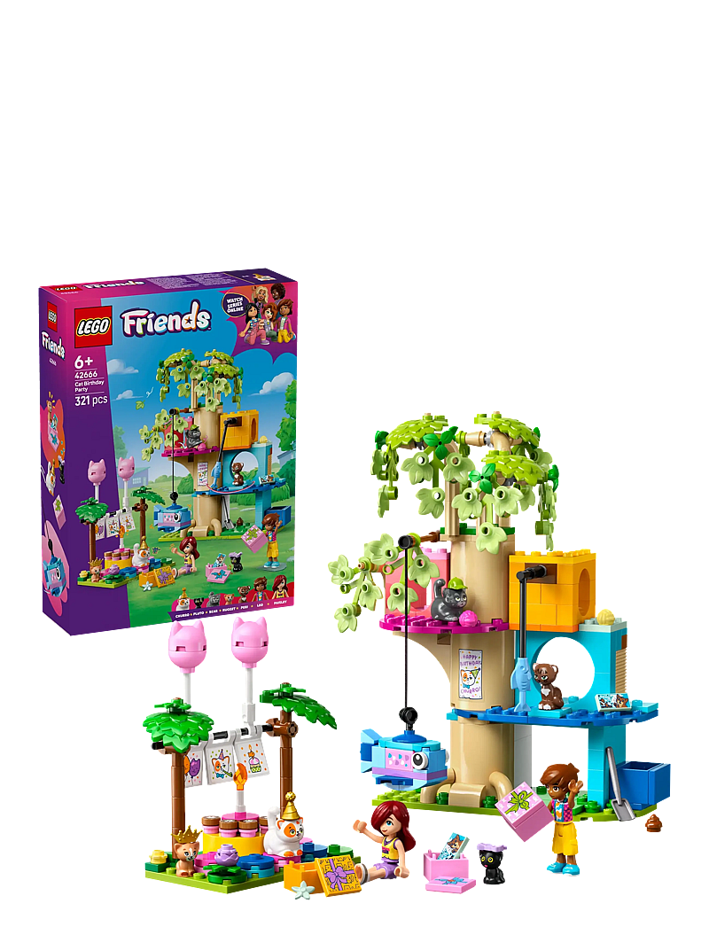 LEGO - Friends Cat Birthday Party & Tree House Building Kit Toy 42666 - lego friends - multi - 0