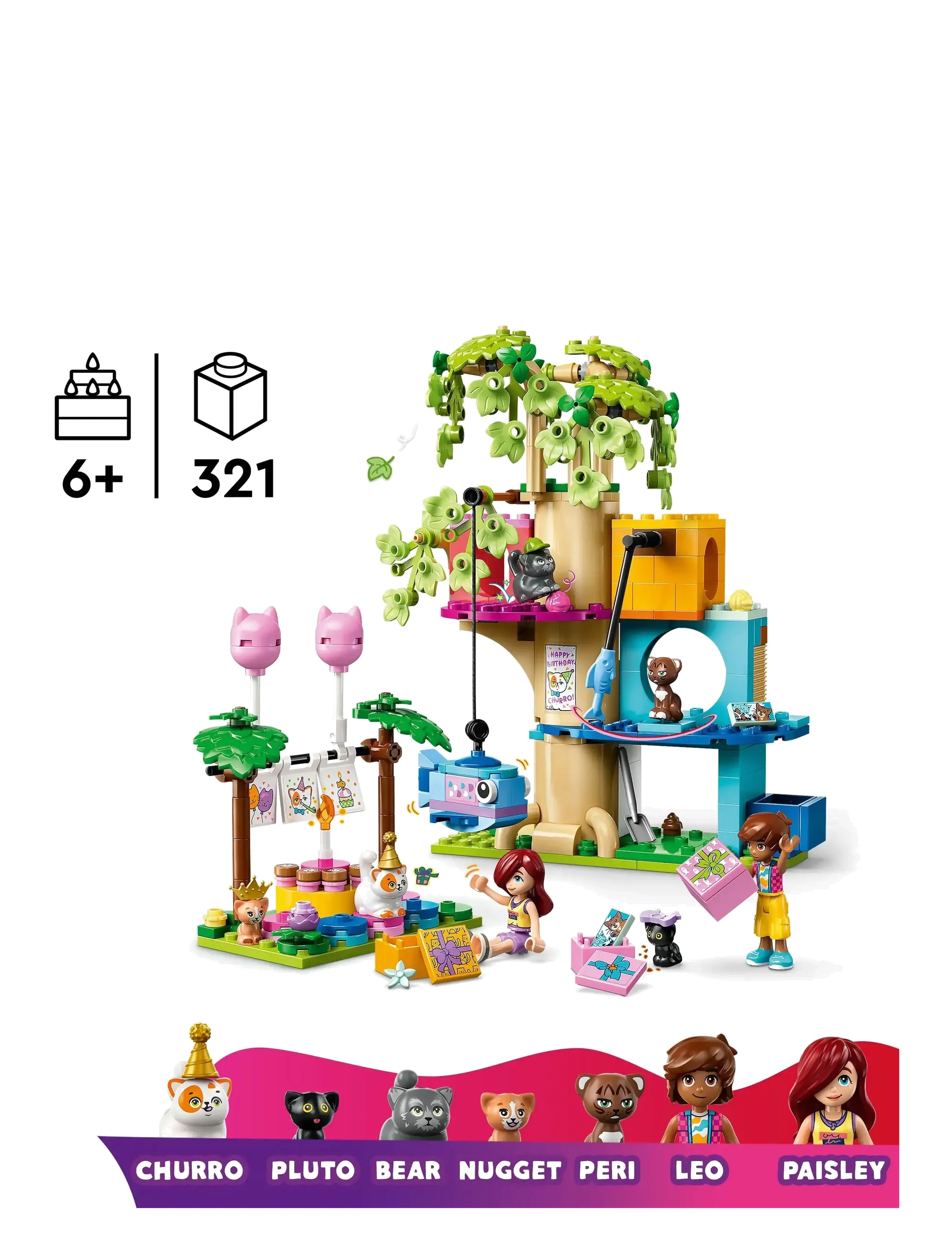 LEGO - Friends Cat Birthday Party & Tree House Building Kit Toy 42666 - lego friends - multi - 1