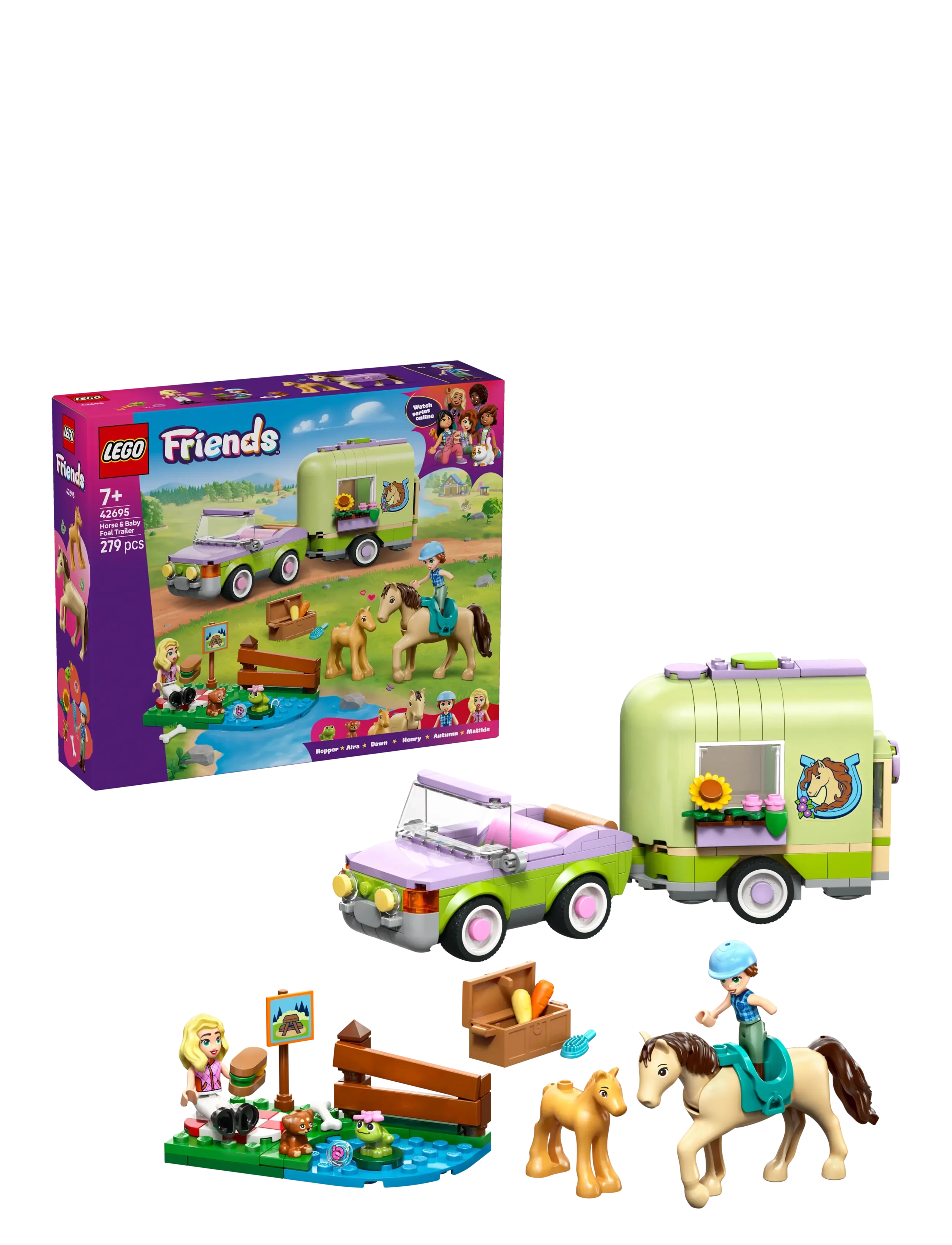 LEGO Friends Horse & Baby Foal Trailer Toy Set 42695 - Spielzeug 6-8 Jahre - MULTI / green