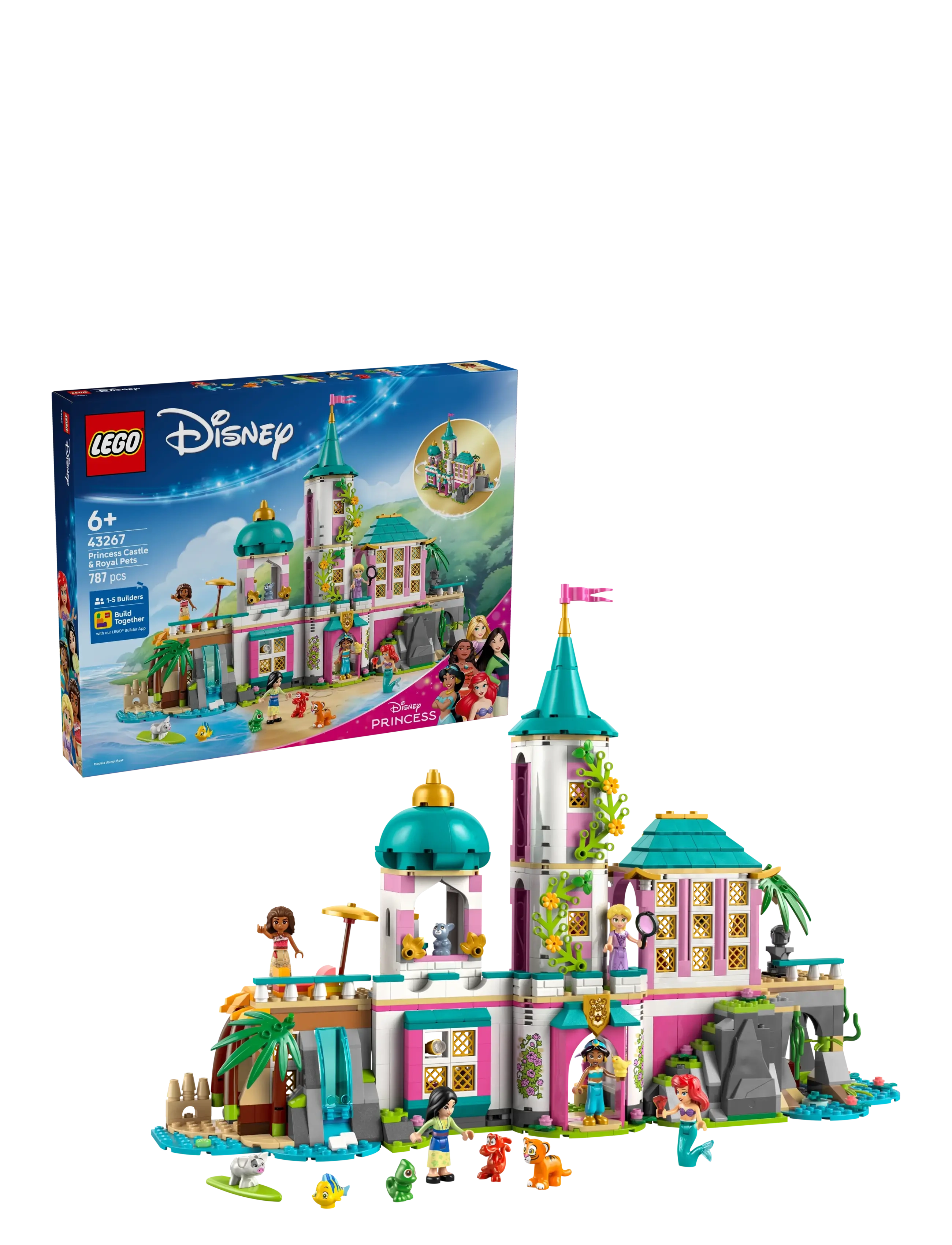 Disney Princess Castle & Royal Pets Toy Building Playset 43267 - MULTI