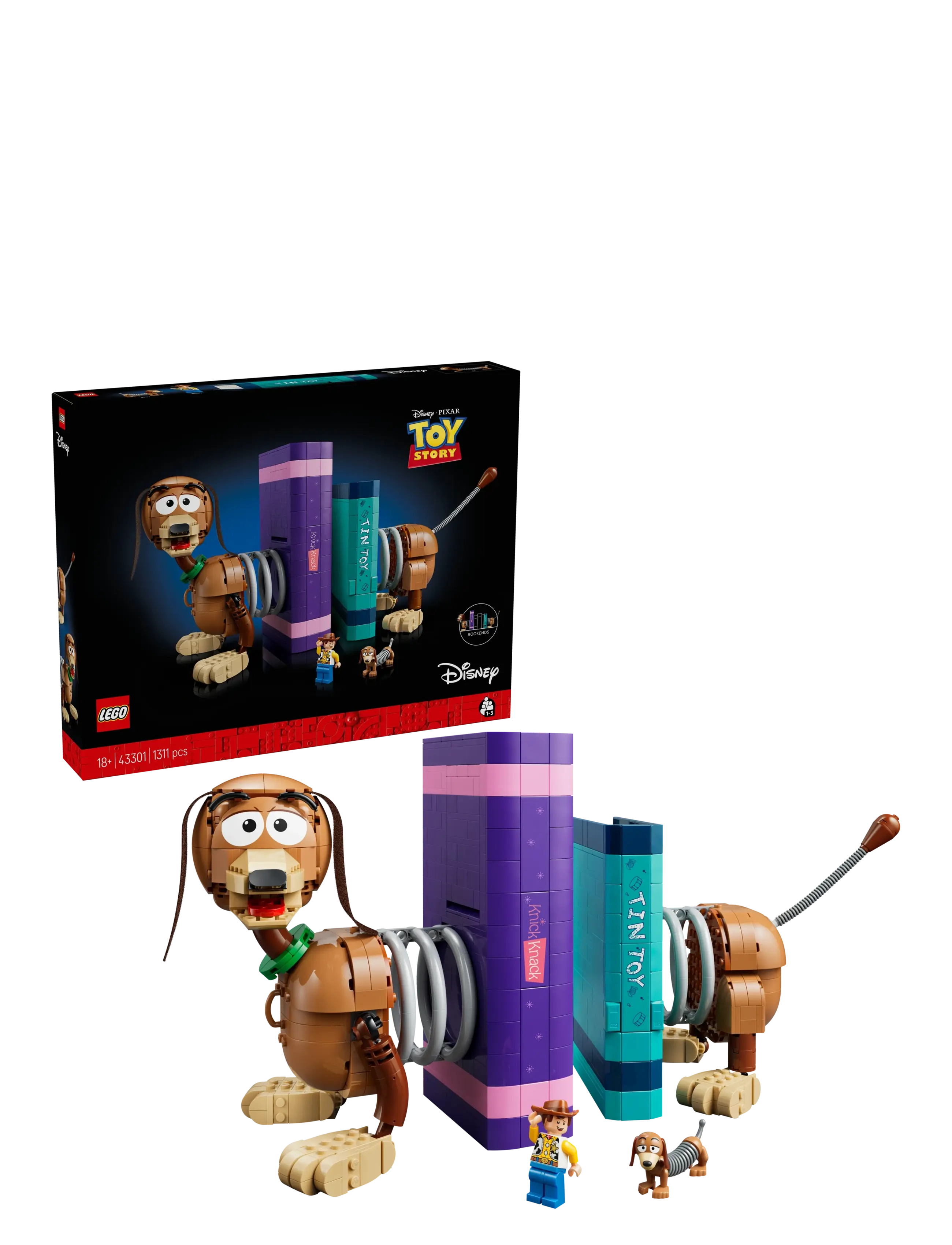LEGO Toy Story-Bogstøtter Med Hunden Slinky 43301, One Size, Decoration, Mehrfarbig/gemustert - Bookends, Kinder