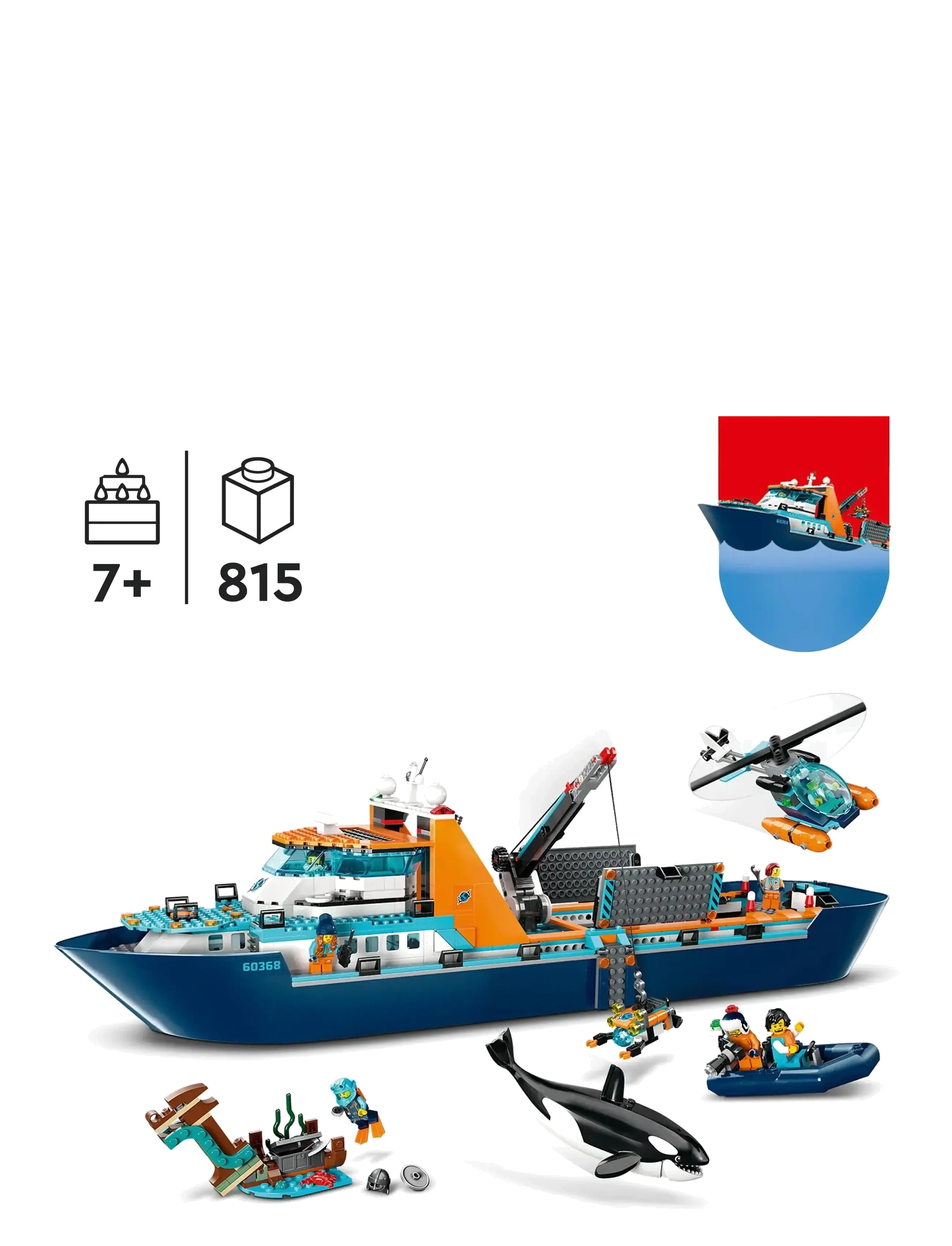 LEGO City Arctic Explorer Ship 60368 Building Toy Set (LGO60368