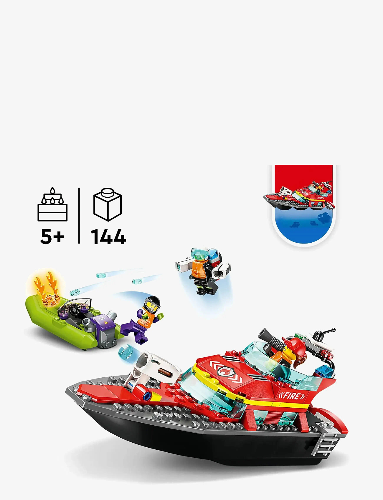 LEGO - City Fire Rescue Boat 60373 Building Toy Set - multicolor - 1