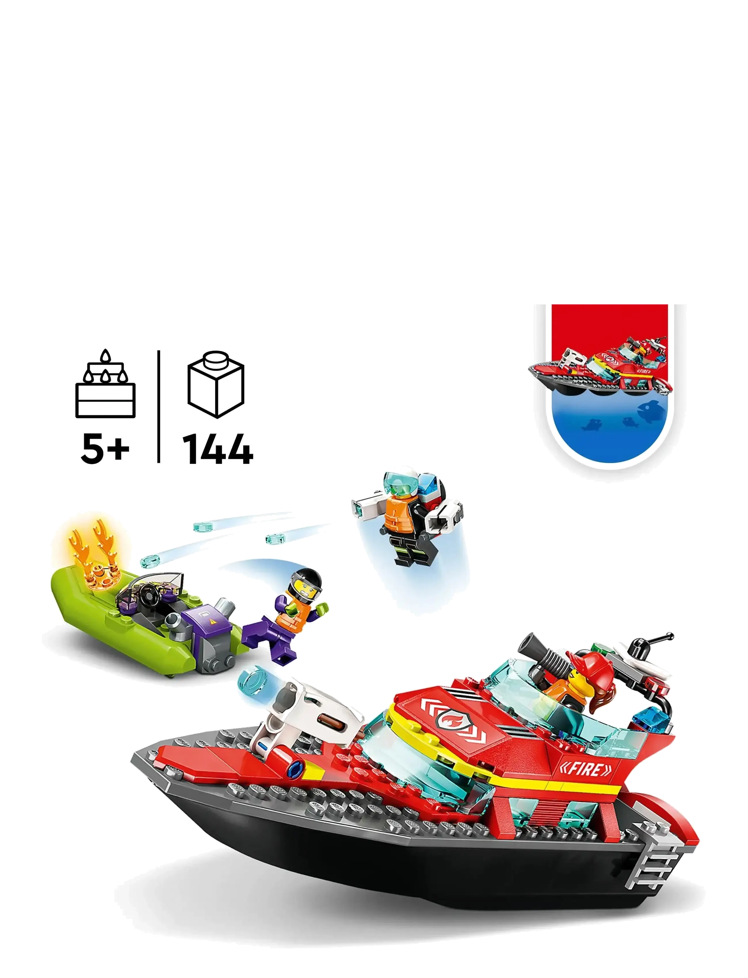 LEGO - City Fire Rescue Boat 60373 Building Toy Set - multicolor - 1