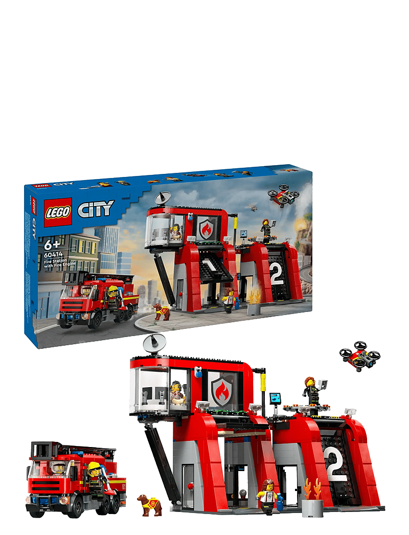 LEGO - City Fire Station with Fire Engine Playset 60414 - lego city - multi - 0