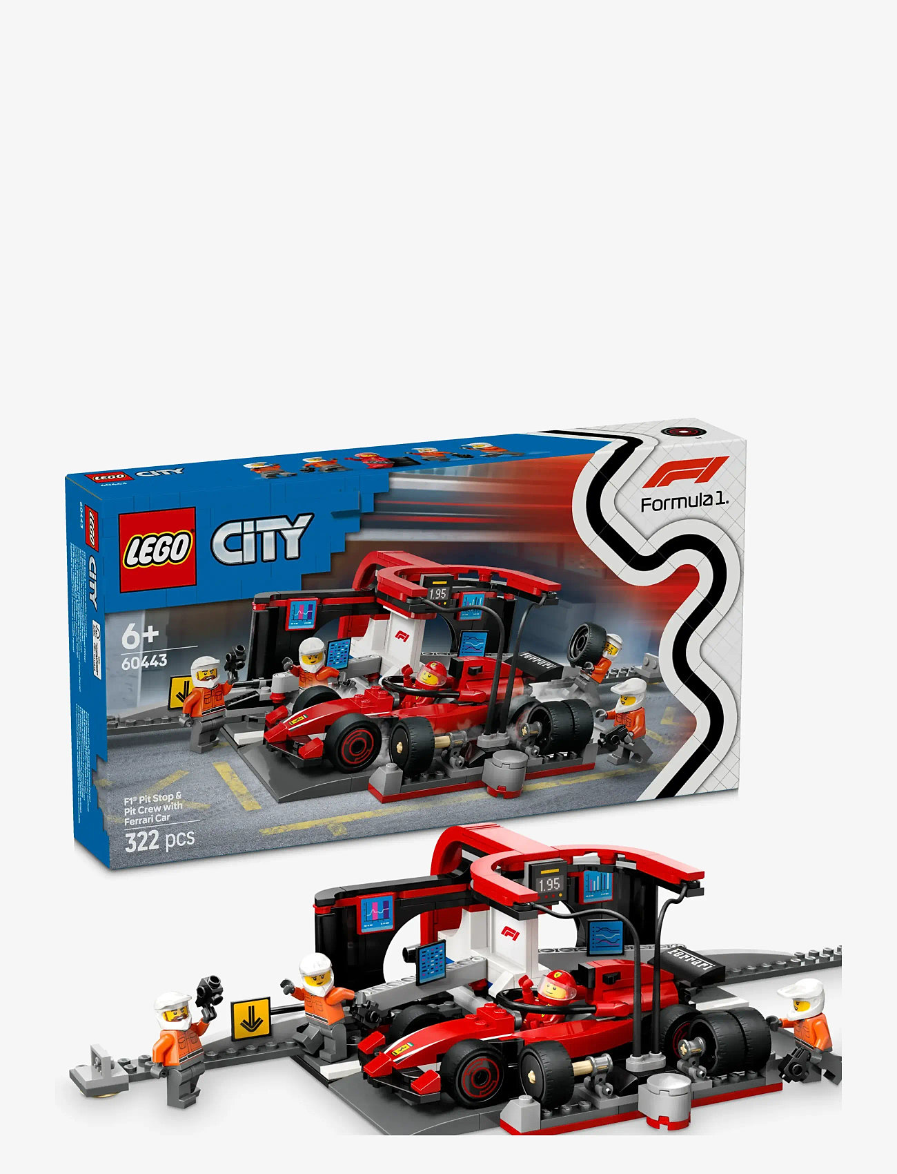LEGO - City Pit Stop & Pit Crew with Ferrari Car Racing Vehicle Toy 60443 - lego formula 1 - multi - 0