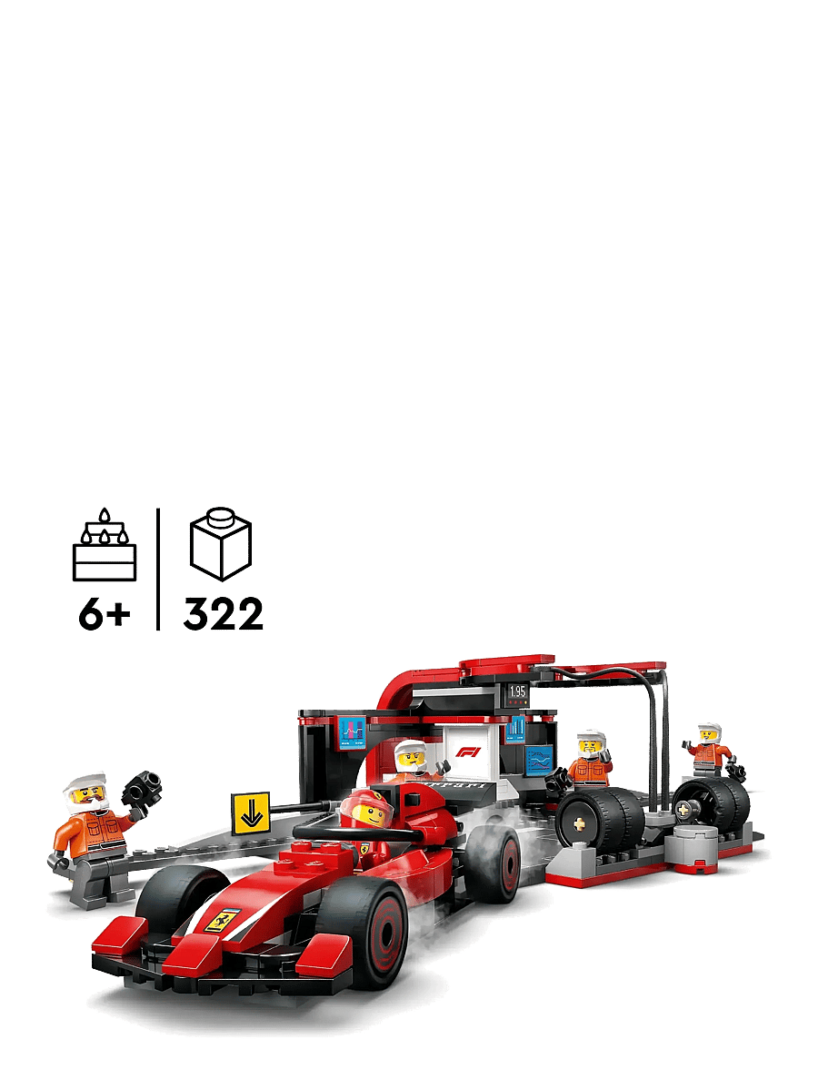 LEGO - City Pit Stop & Pit Crew with Ferrari Car Racing Vehicle Toy 60443 - lego formula 1 - multi - 1