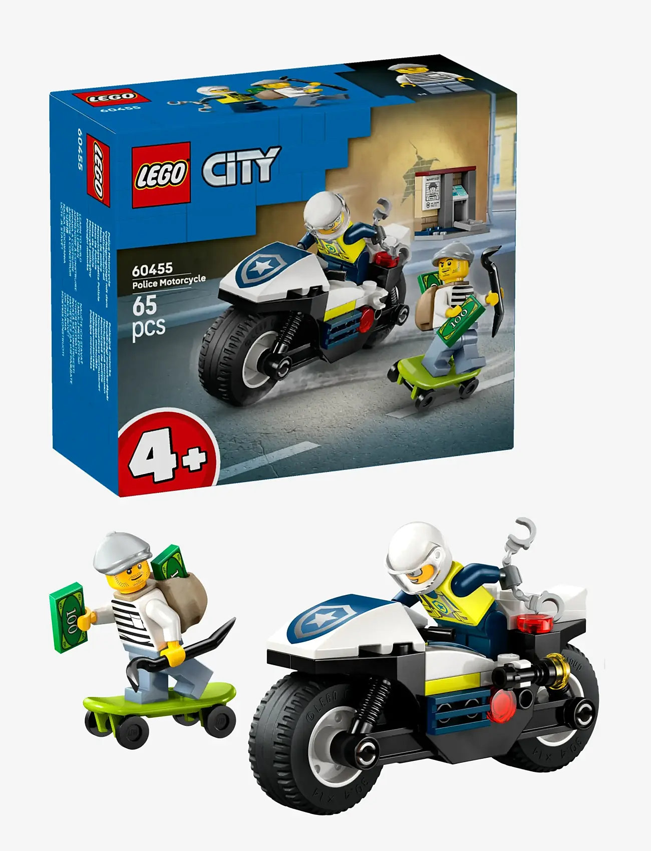 LEGO - City Police Motorcycle Chase Toy, Motorbike Set for Ages 4 and over 60455 - lego city - multi - 0