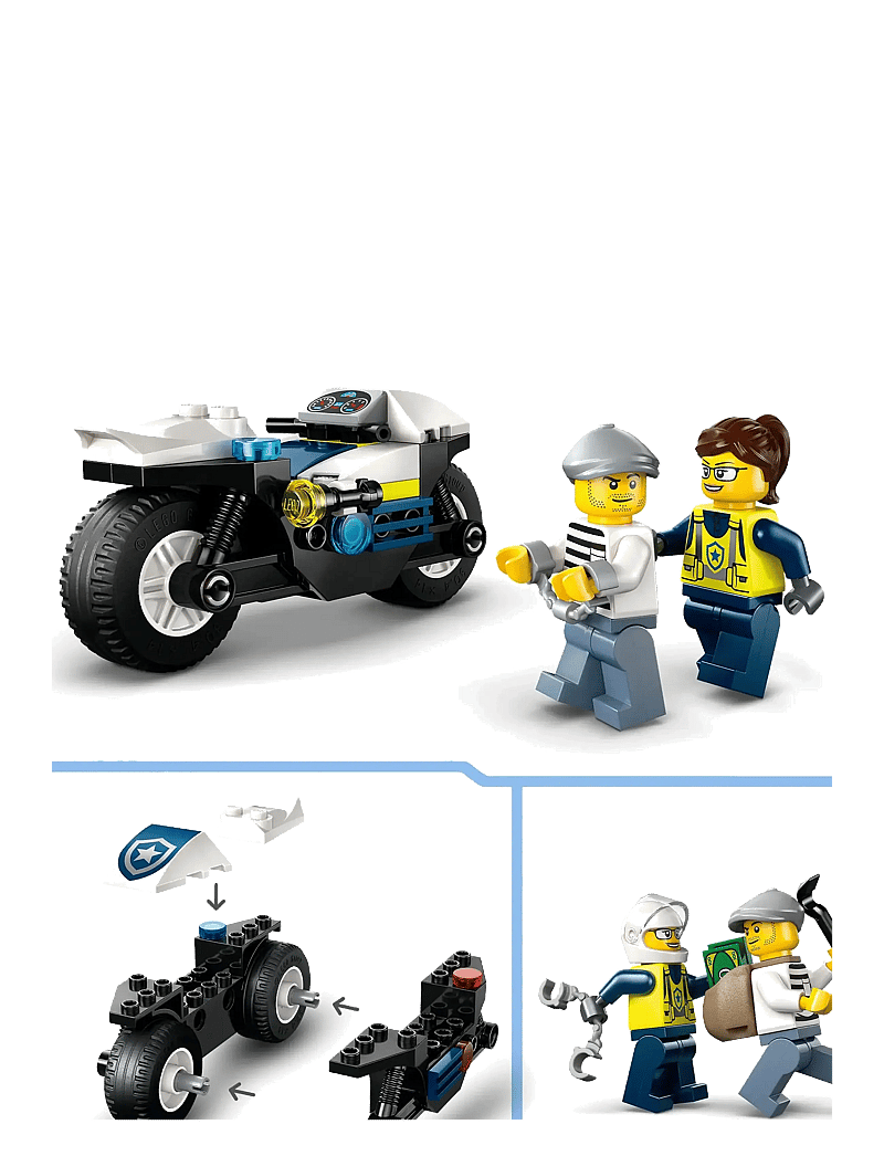 LEGO - City Police Motorcycle Chase Toy, Motorbike Set for Ages 4 and over 60455 - lego city - multi - 3