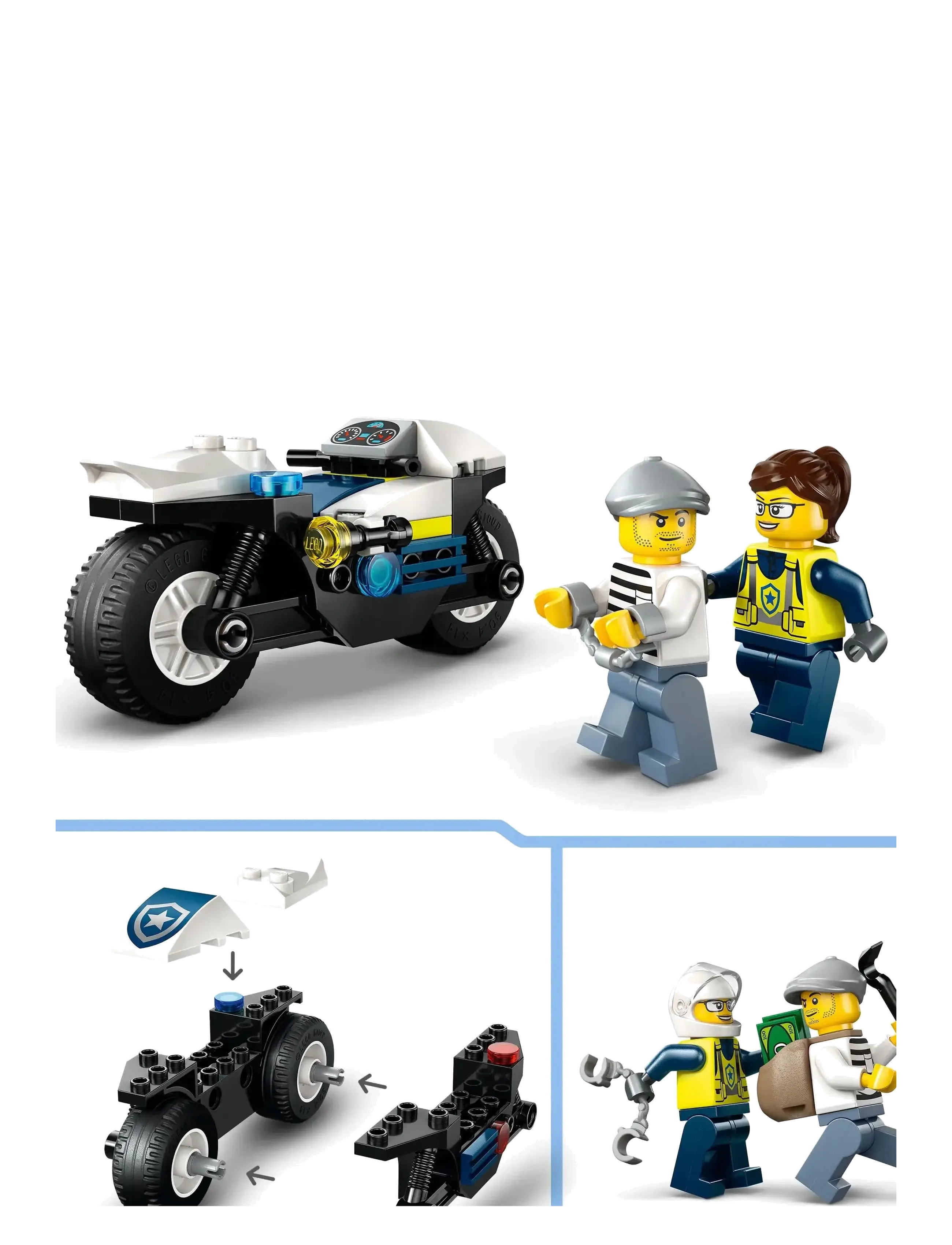 LEGO - City Police Motorcycle Chase Toy, Motorbike Set for Ages 4 and over 60455 - lego city - multi - 3