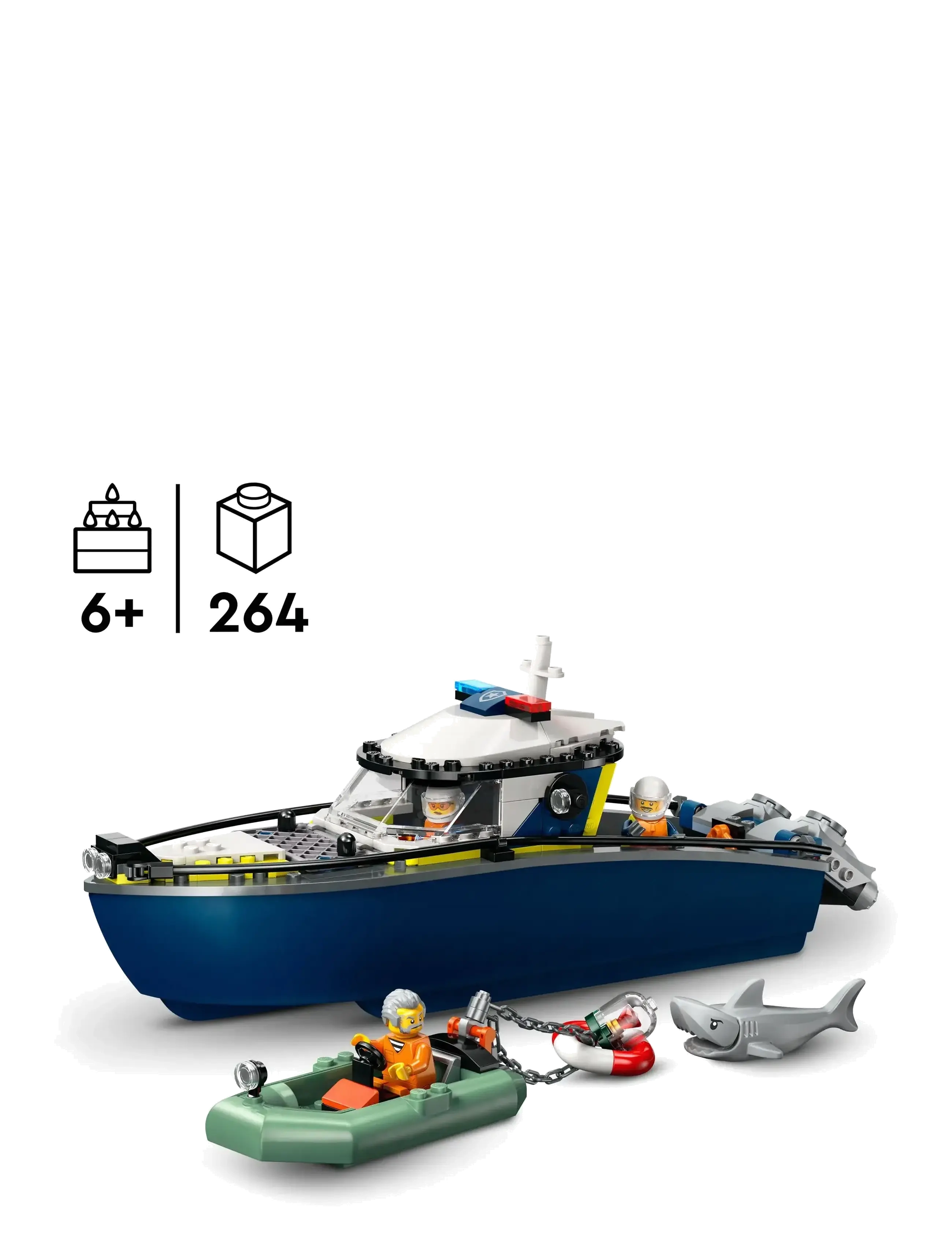 LEGO - City Police Boat Chase Toy with a Floatable Speedboat and Dinghy 60456 - lego city - multi - 1