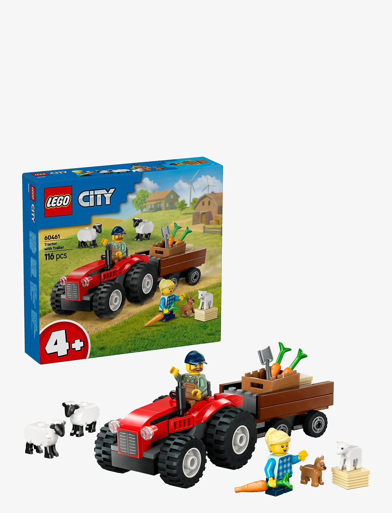 LEGO - City Red Farm Tractor with Trailer & Sheep Toy, Playset for Kids 60461 - multi - 0