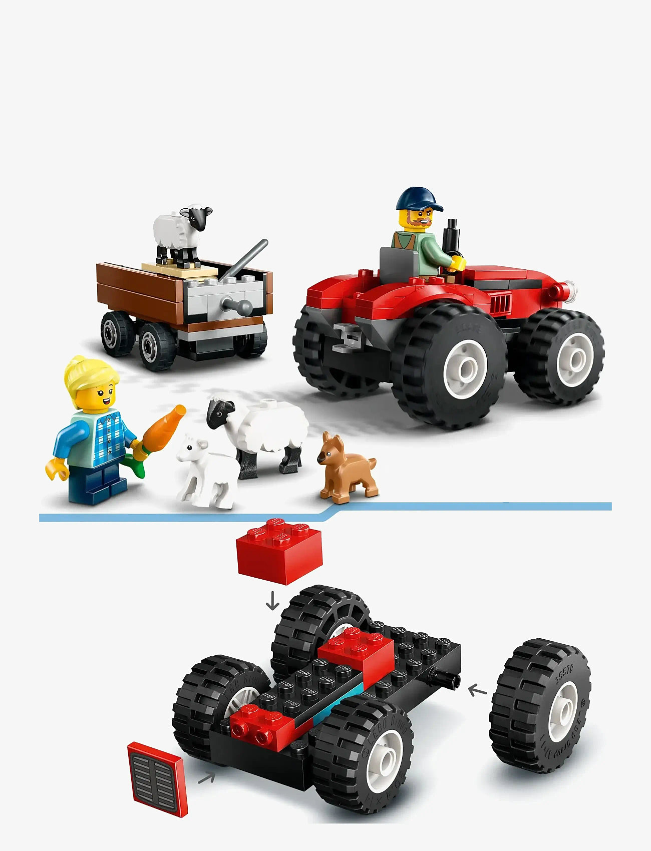 LEGO - City Red Farm Tractor with Trailer & Sheep Toy, Playset for Kids 60461 - multi - 3