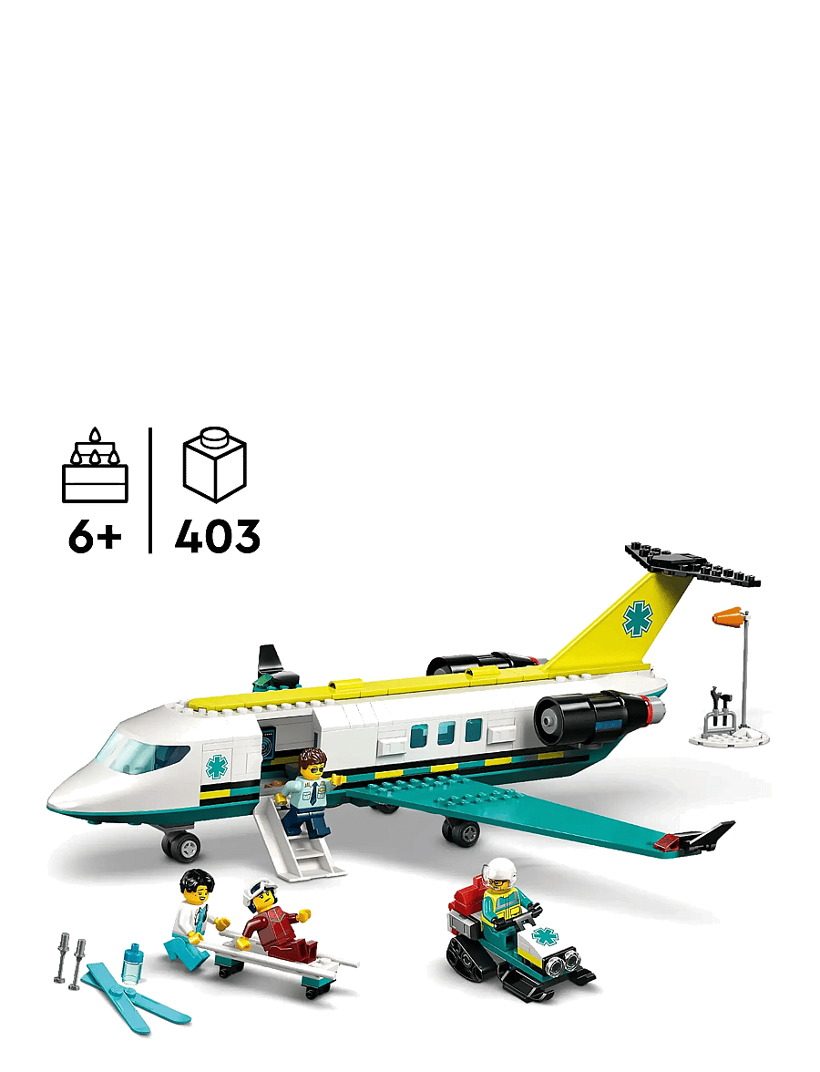 LEGO - City Emergency Air Ambulance Plane, Airplane Toy Building Set 60465 - lego city - multi - 1
