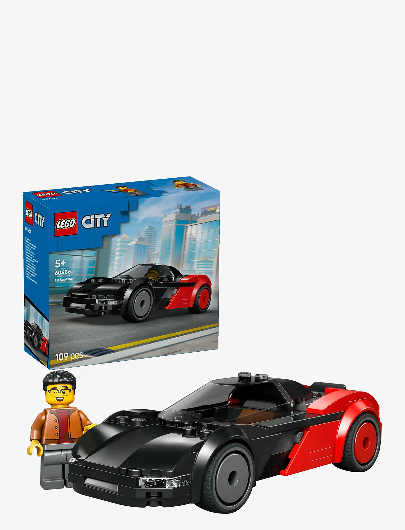 LEGO City EV Supercar Toy Building Kit and Minifigure 60486 - LEGO City - MULTI / black