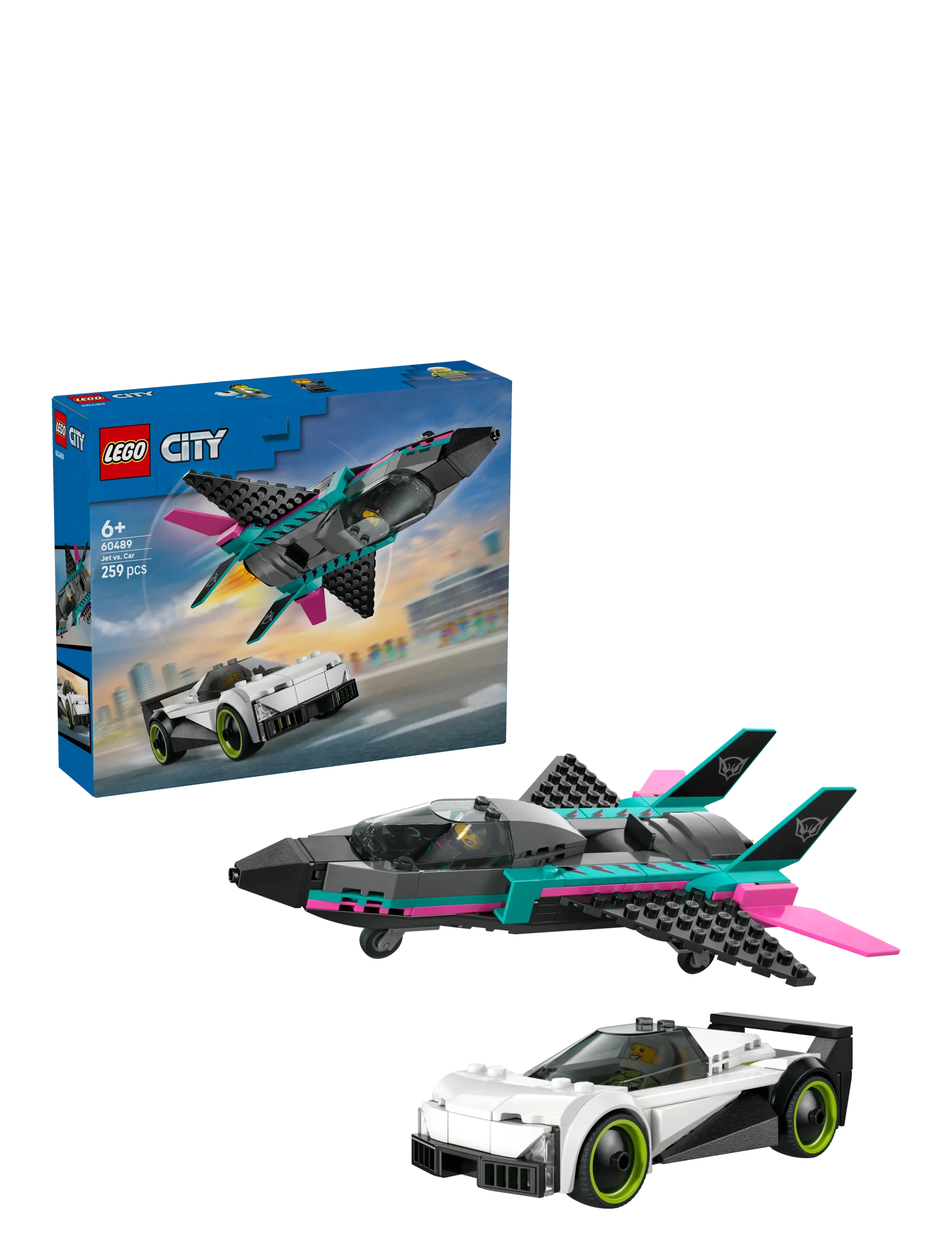 LEGO City Jet vs. Car – Toy Cars and Jet Toy Playset - 60489 - LEGO City - MULTI / black