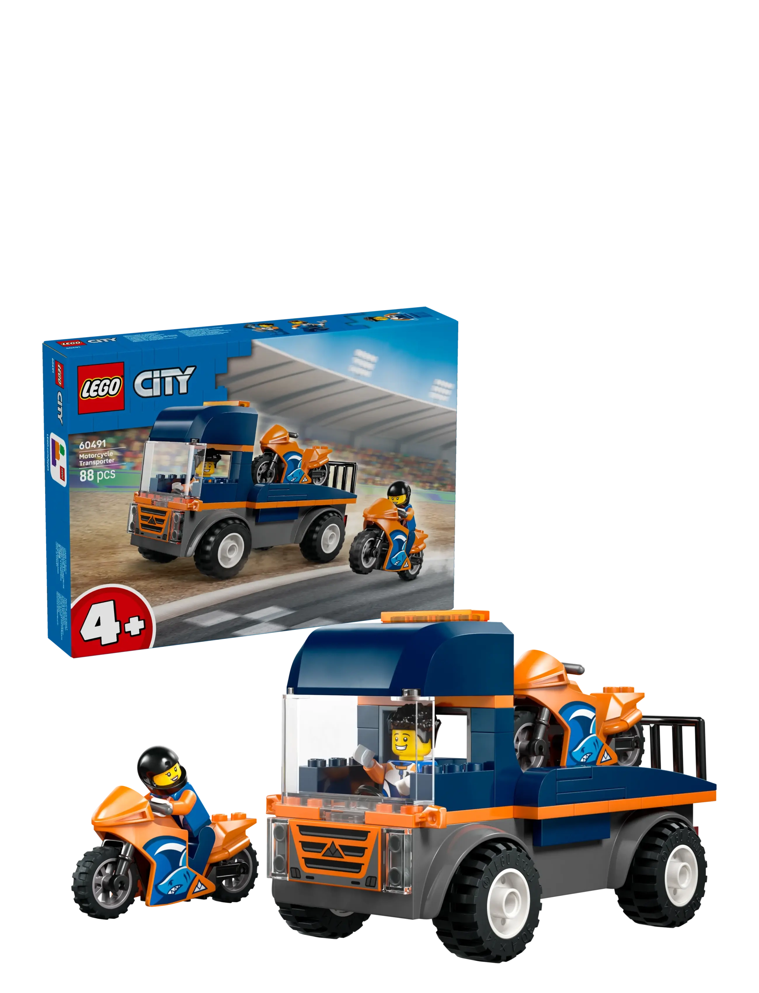 LEGO Motorcykel-Transporter 60491, One Size, Lego Spielzeug, Blau - city, Kinder