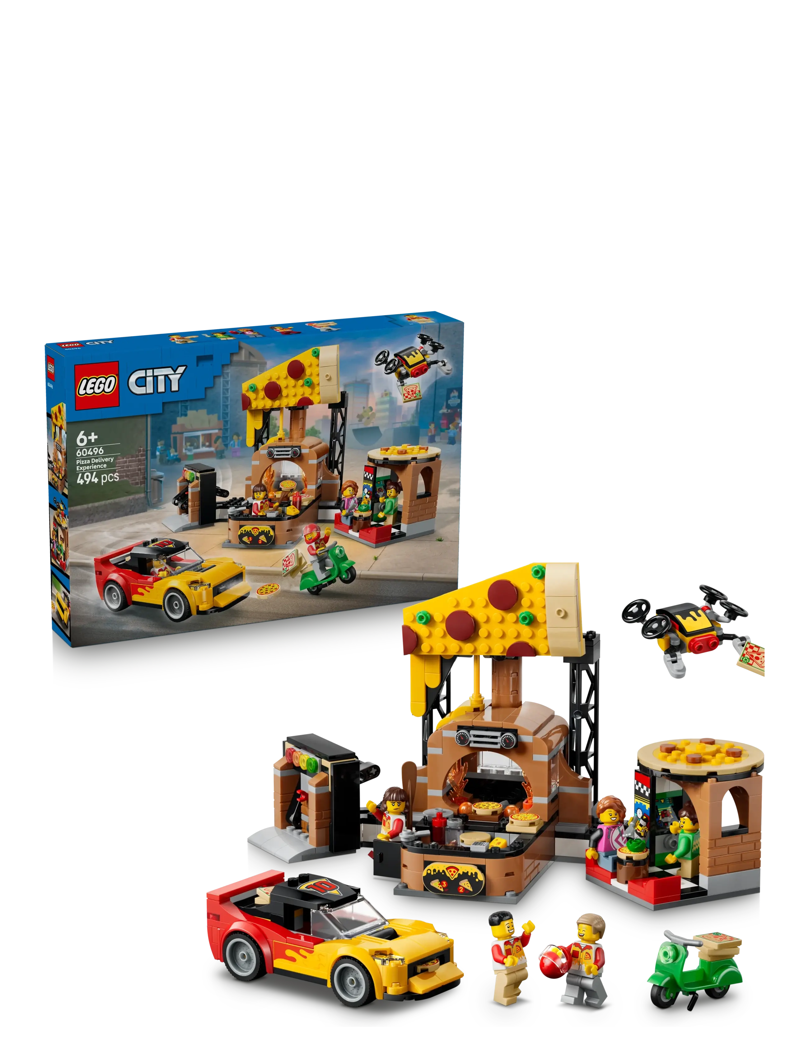 LEGO Pizzeria Med Udbringningsfartøjer 60496, One Size, Yellow, Lego Legetøj > Lego city, Børn