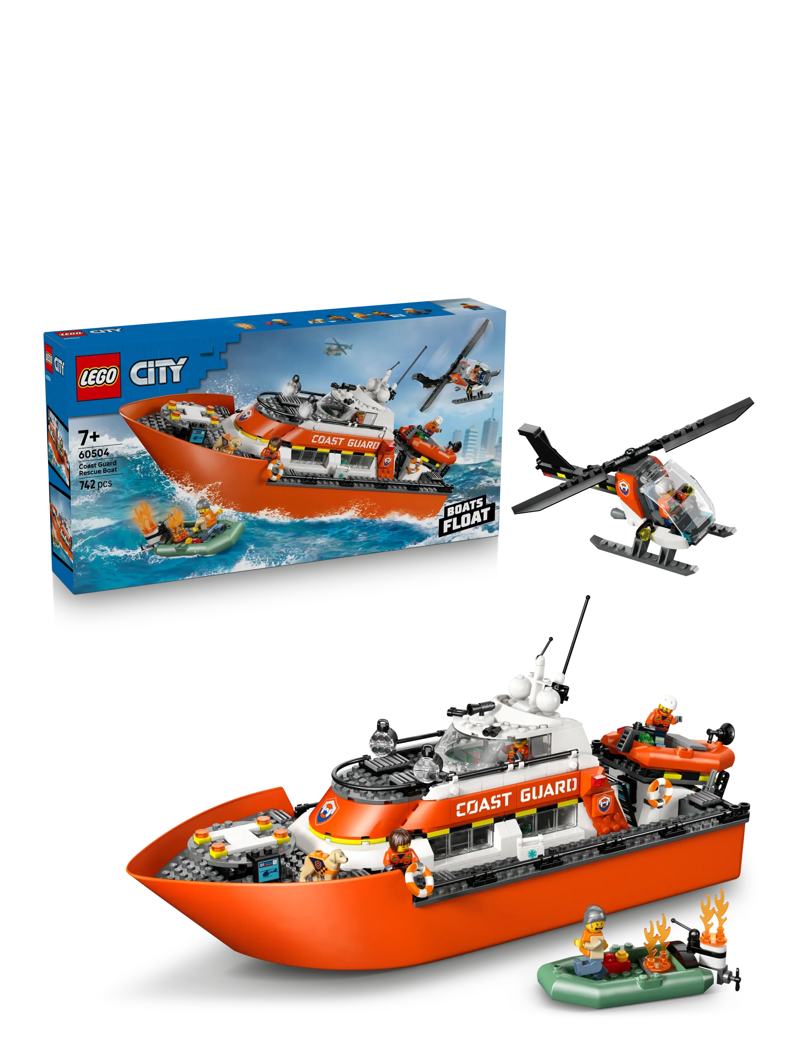 LEGO City Coast Guard Rescue Boat & Helicopter Playset 60504 - Zwischen 10 und 30€ - MULTI / orange