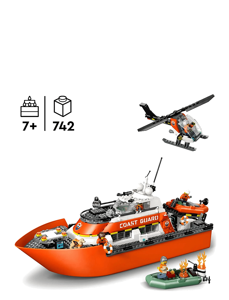 LEGO - City Coast Guard Rescue Boat & Helicopter Playset 60504 - lego city - multi - 1