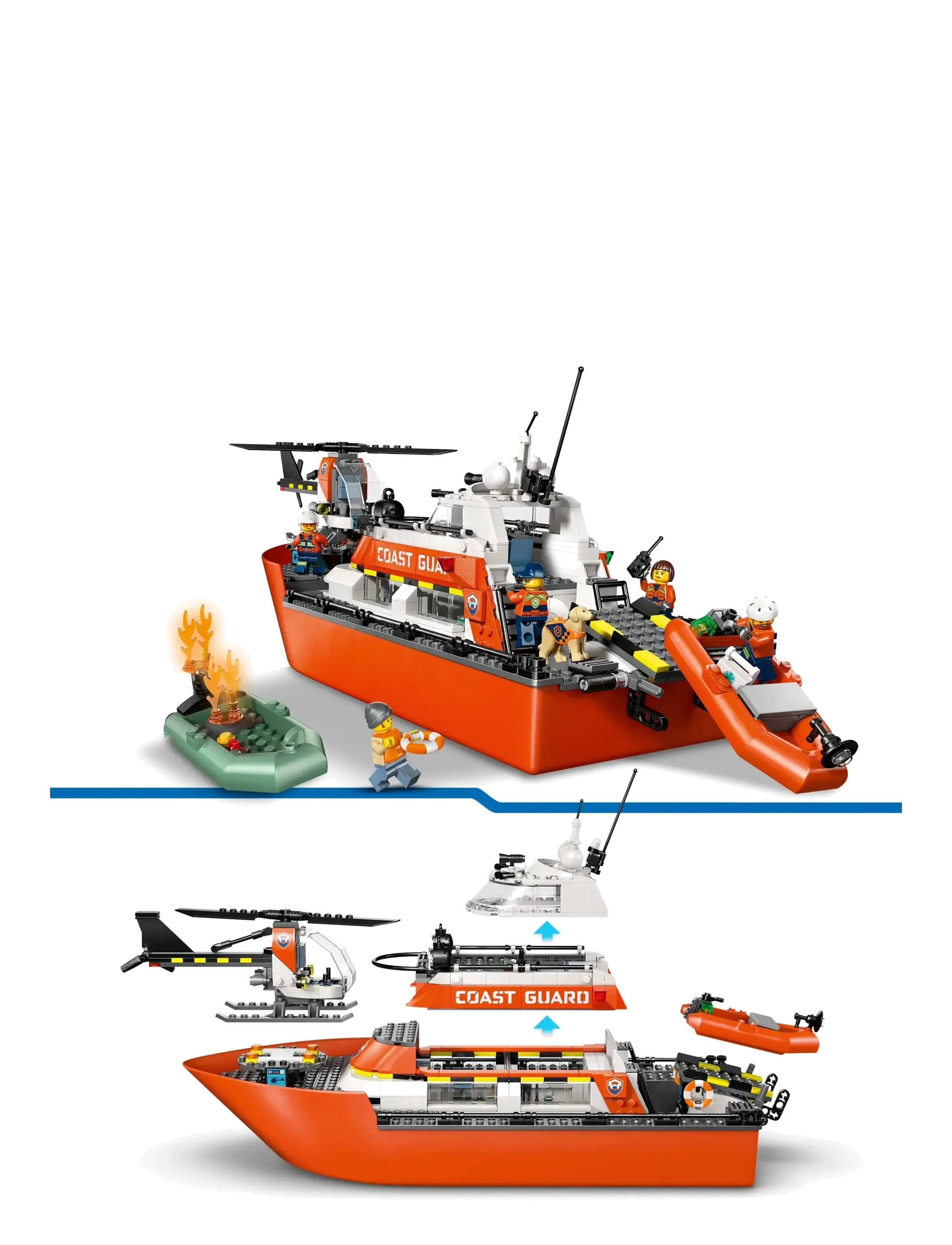 LEGO - City Coast Guard Rescue Boat & Helicopter Playset 60504 - lego city - multi - 3