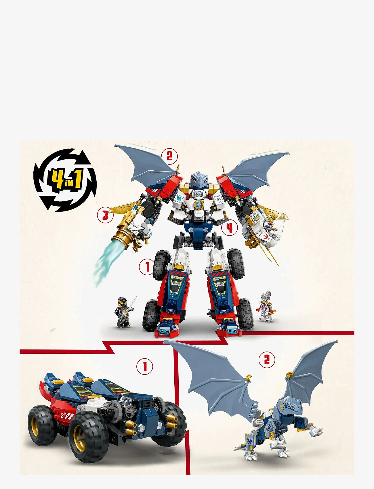 セット LEGO Zane's Ultra Combiner Mech Toy 4-in-1 Building Set 71834