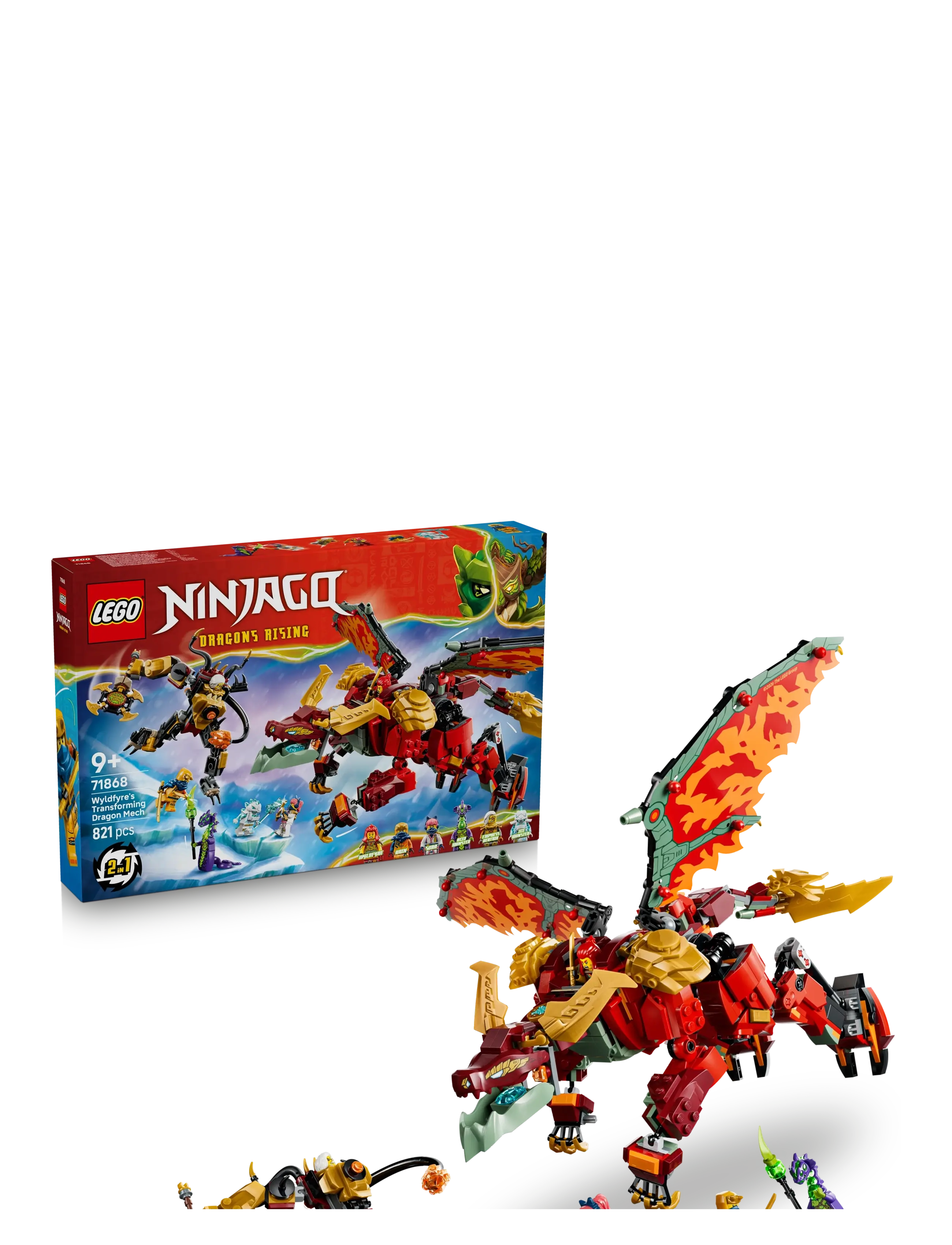 LEGO Wyldfyres Forvandlingsdrage-Mech 71868, One Size, Lego Spielzeug, Rot - ninjago, Kinder