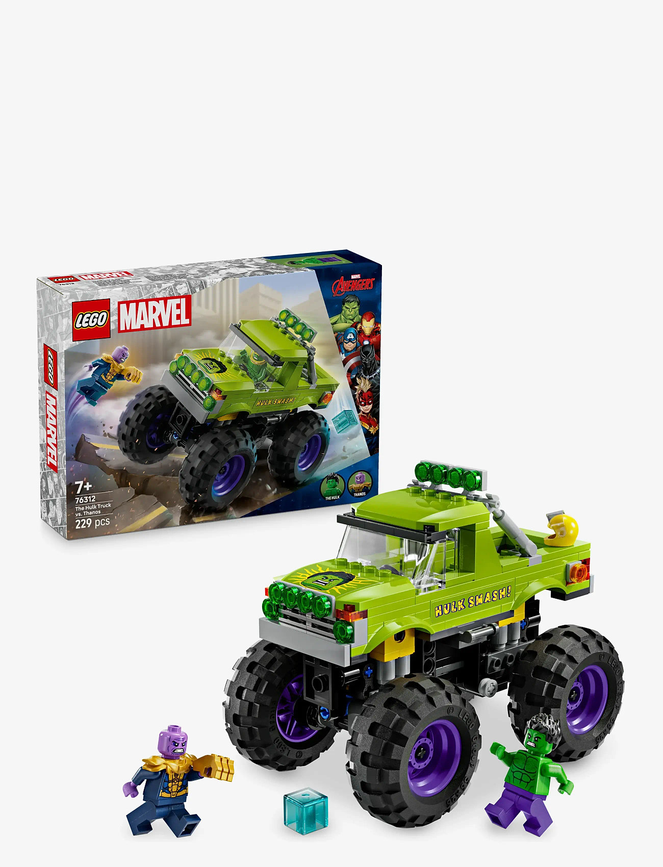 LEGO - Marvel The Hulk Truck vs. Thanos Super Hero Building Toy Vehicle 76312 - lego super heroes - multi - 0