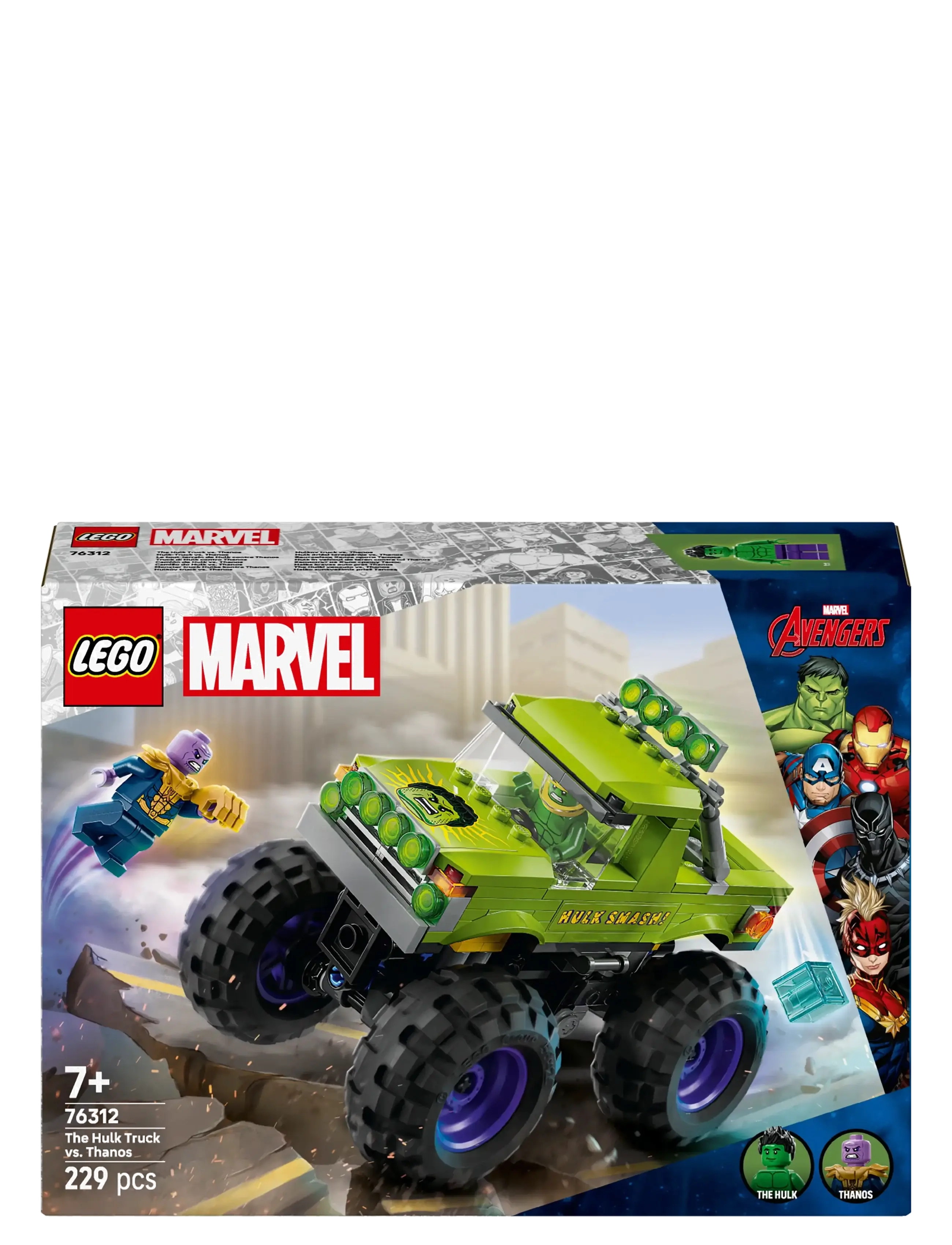 LEGO - Marvel The Hulk Truck vs. Thanos Super Hero Building Toy Vehicle 76312 - lego super heroes - multi - 5