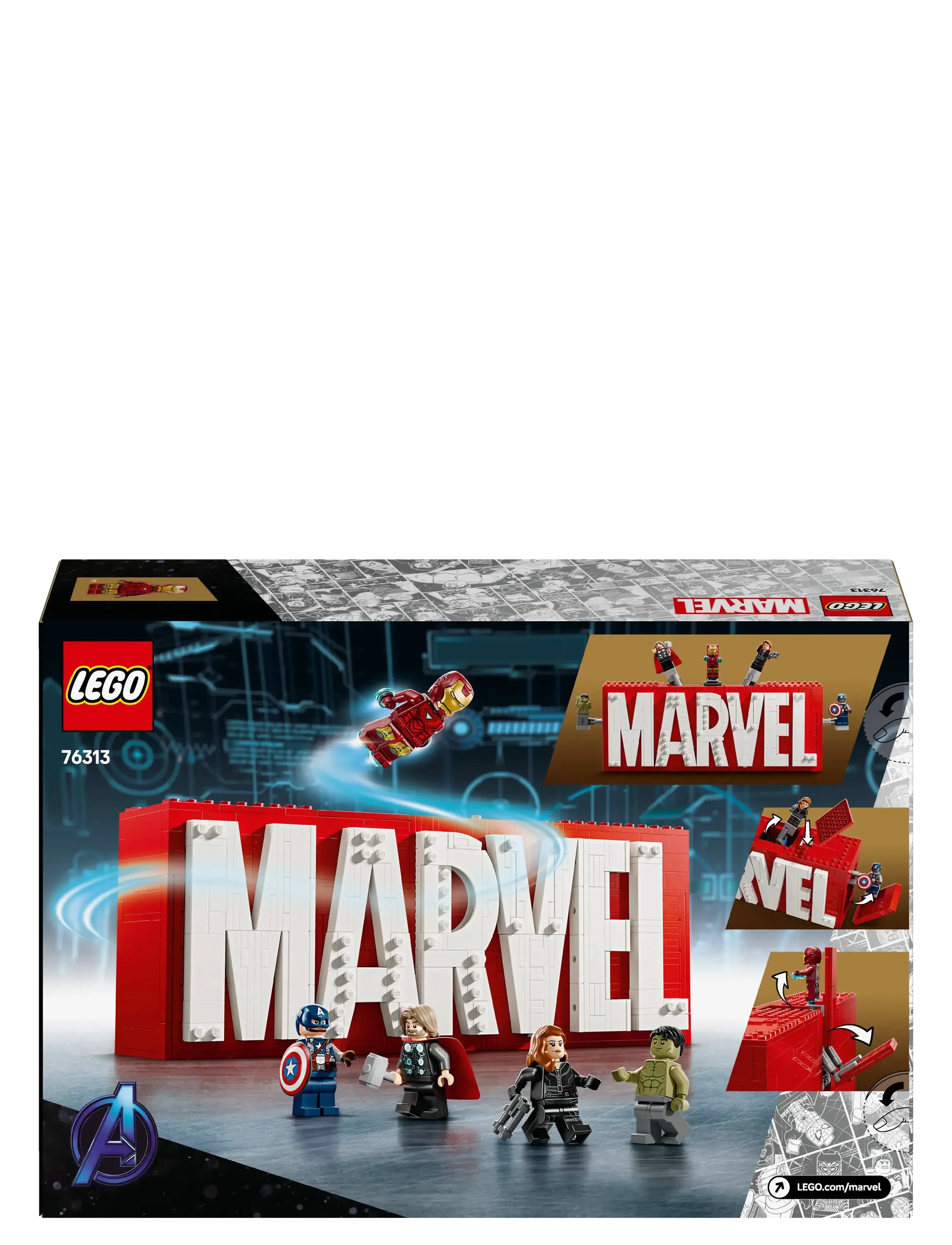 LEGO Marvel: Marvel Logo & Minifigures Collectible, Buildable Set