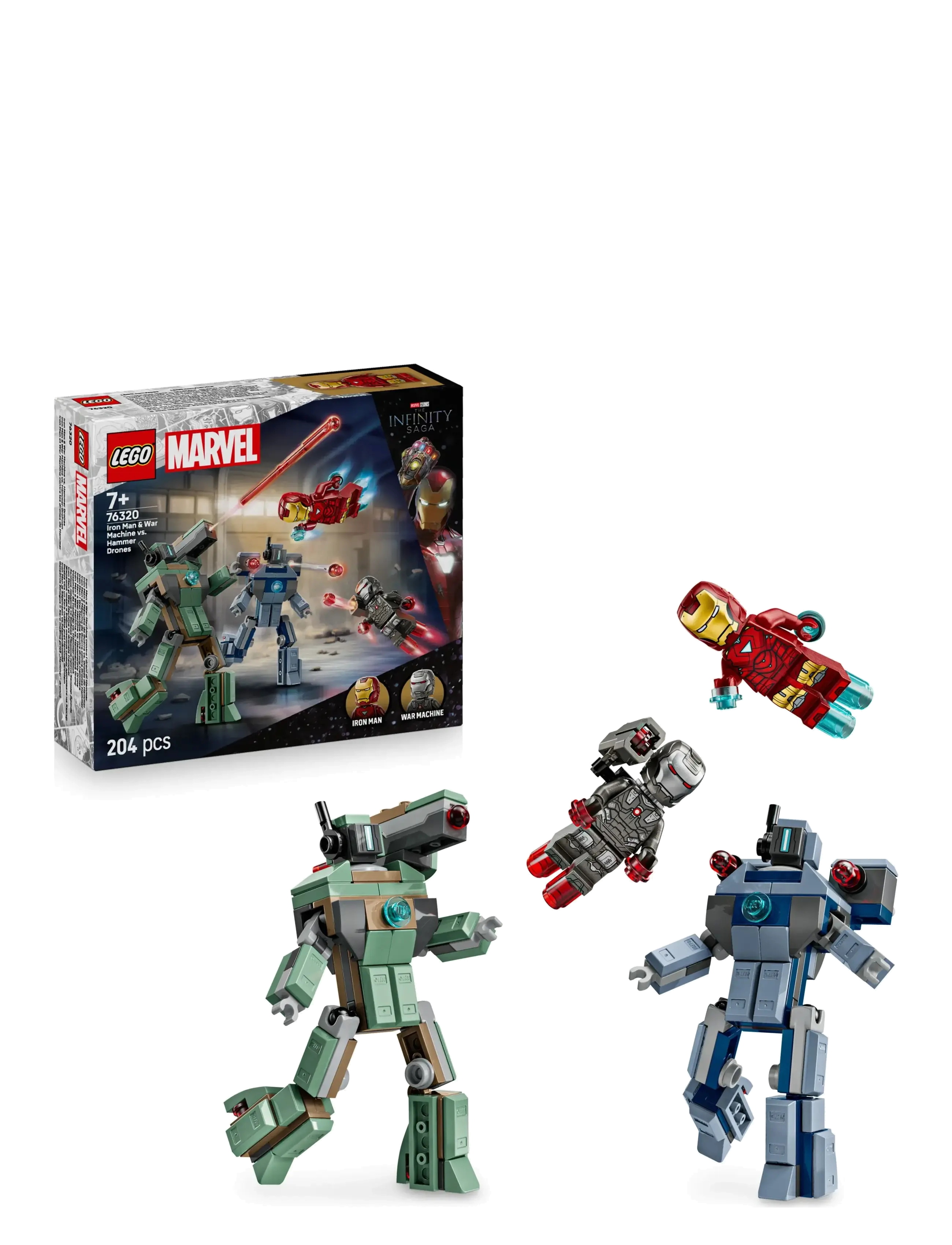 LEGO Marvel Iron Man & War Machine Vs. Hammer Drones 76320, One Size, Lego Spielzeug, Mehrfarbig/gemustert - Super Heroes, Kinder