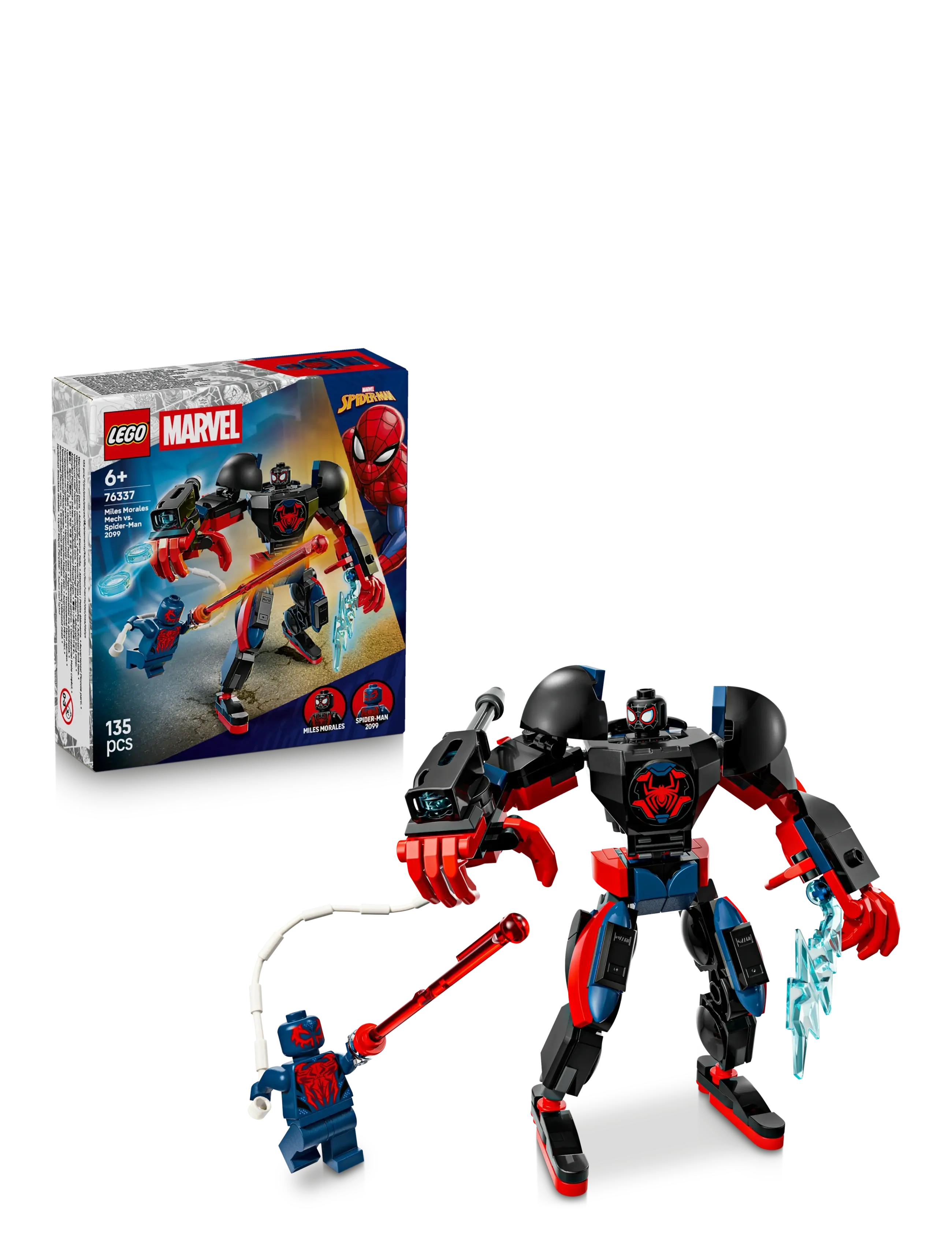 LEGO Miles Morales-Mech Mod Spider-Man 2099 76337, One Size, Lego Spielzeug, Schwarz - Super Heroes, Kinder