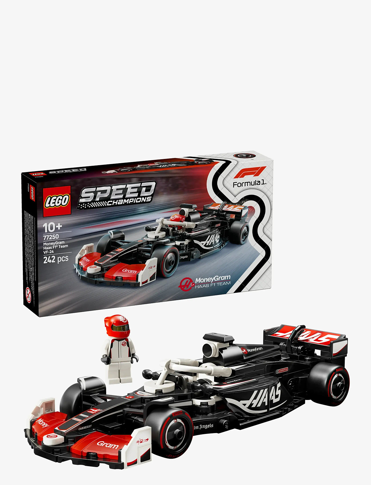LEGO - Speed Champions MoneyGram Haas Team VF-24 Race Car Toy Vehicle 77250 - lego formula 1 - multi - 0